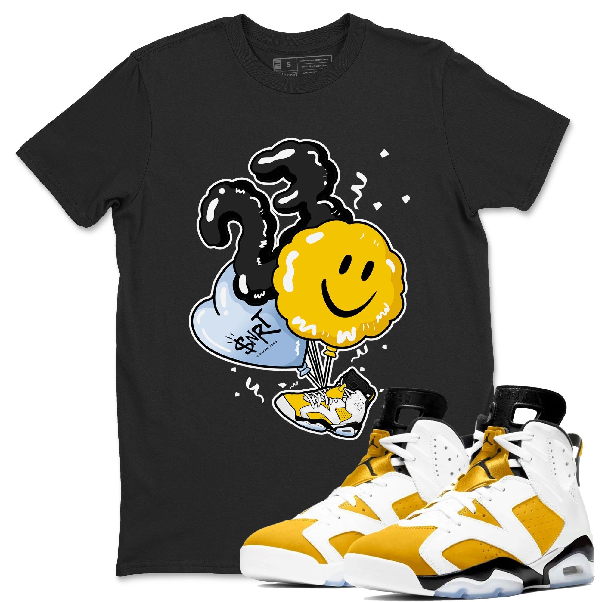 Air Jordan 6 Yellow Ochre shirt to match jordans Balloon sneaker tees streetwear brand Air Jordan 6 Yellow Ochre Drip Gear Zone Brand unisex cotton Black 1 crew neck shirt