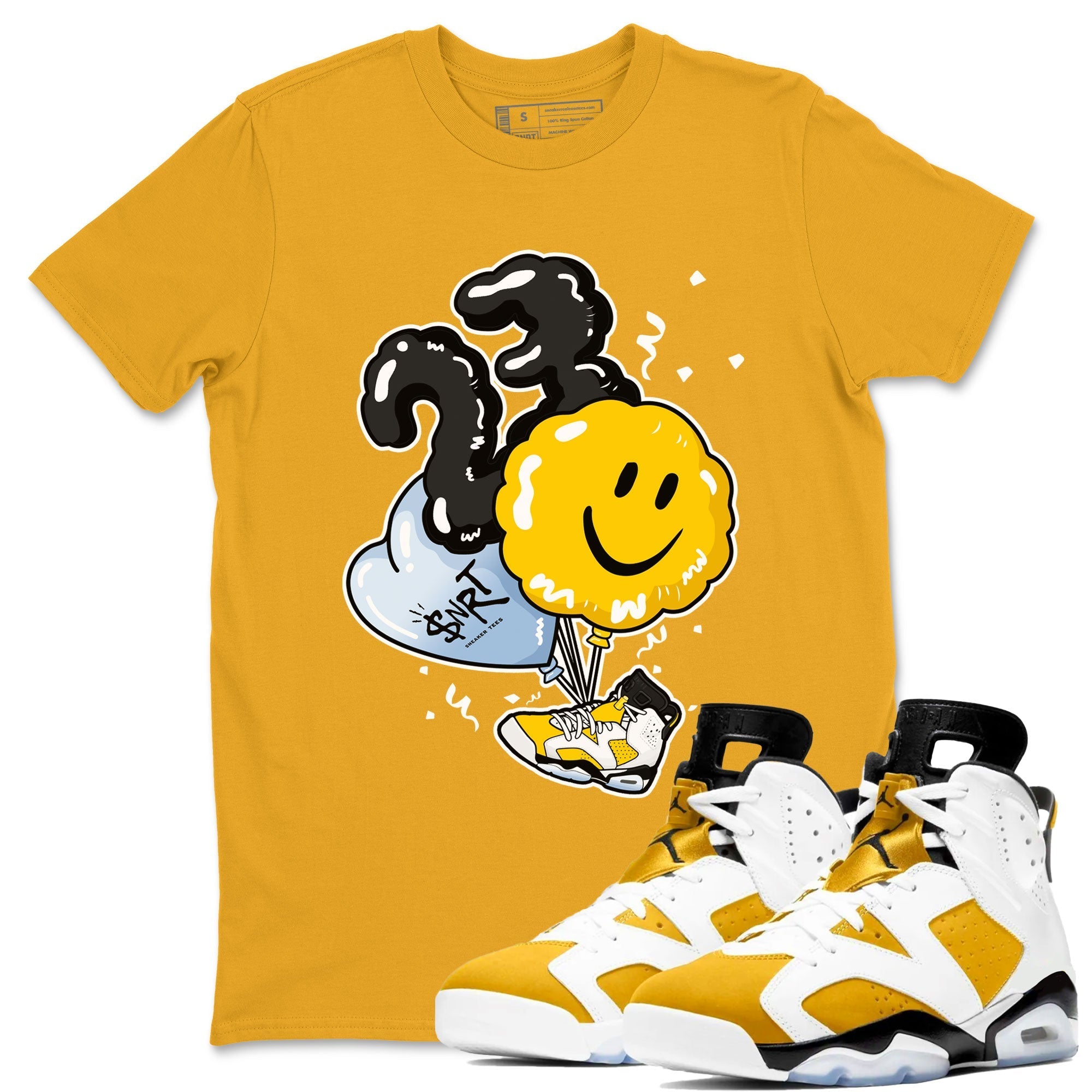 Air Jordan 6 Yellow Ochre shirt to match jordans Balloon sneaker tees streetwear brand Air Jordan 6 Yellow Ochre Drip Gear Zone Brand unisex cotton Gold 1 crew neck shirt
