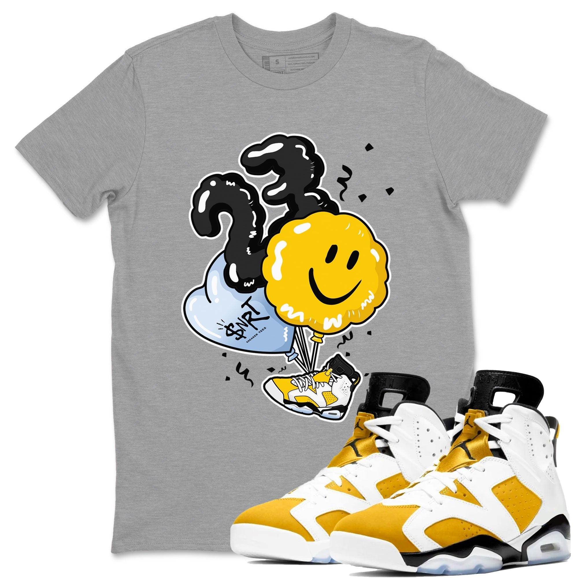 Air Jordan 6 Yellow Ochre shirt to match jordans Balloon sneaker tees streetwear brand Air Jordan 6 Yellow Ochre Drip Gear Zone Brand unisex cotton Heather Grey 1 crew neck shirt