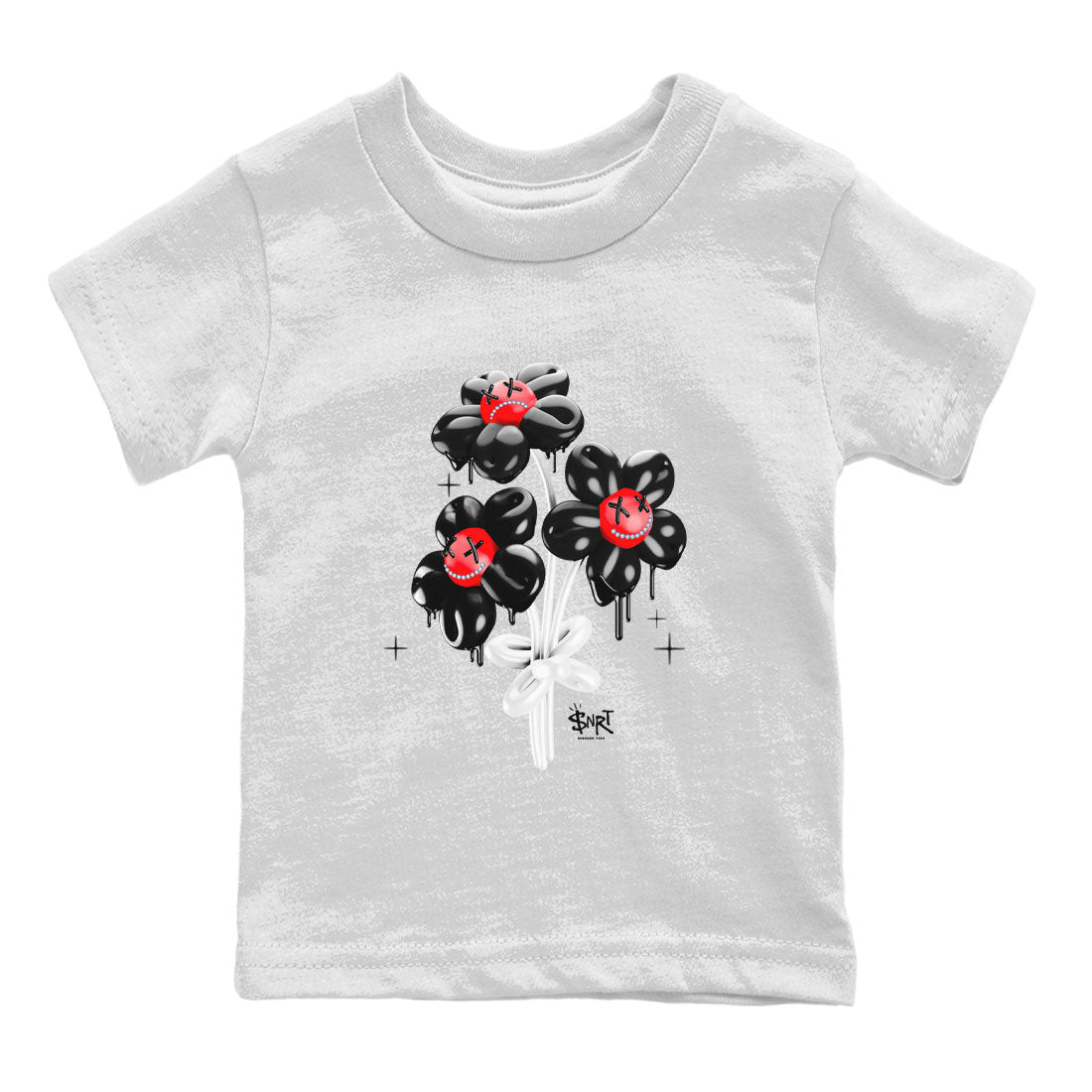 Air Jordan 1 Satin Bred Sneaker Match Tees Balloon Bouquet Streetwear Sneaker Shirt 1s Satin Bred Drip Gear Zone Sneaker Matching Clothing Kids Shirts White 2