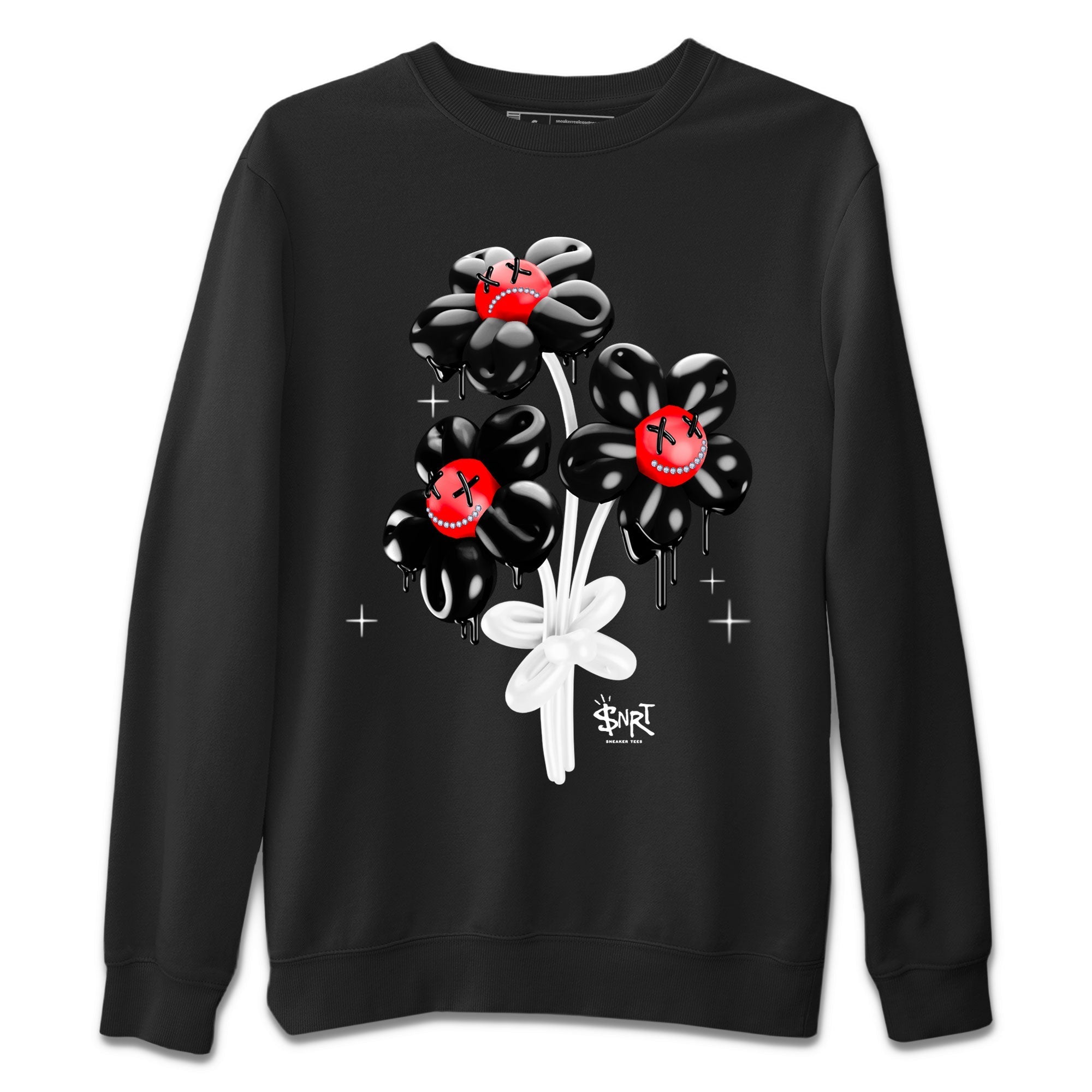 Air Jordan 1 Satin Bred Sneaker Match Tees Balloon Bouquet Streetwear Sneaker Shirt 1s Satin Bred Drip Gear Zone Sneaker Matching Clothing Unisex Shirts Black 2