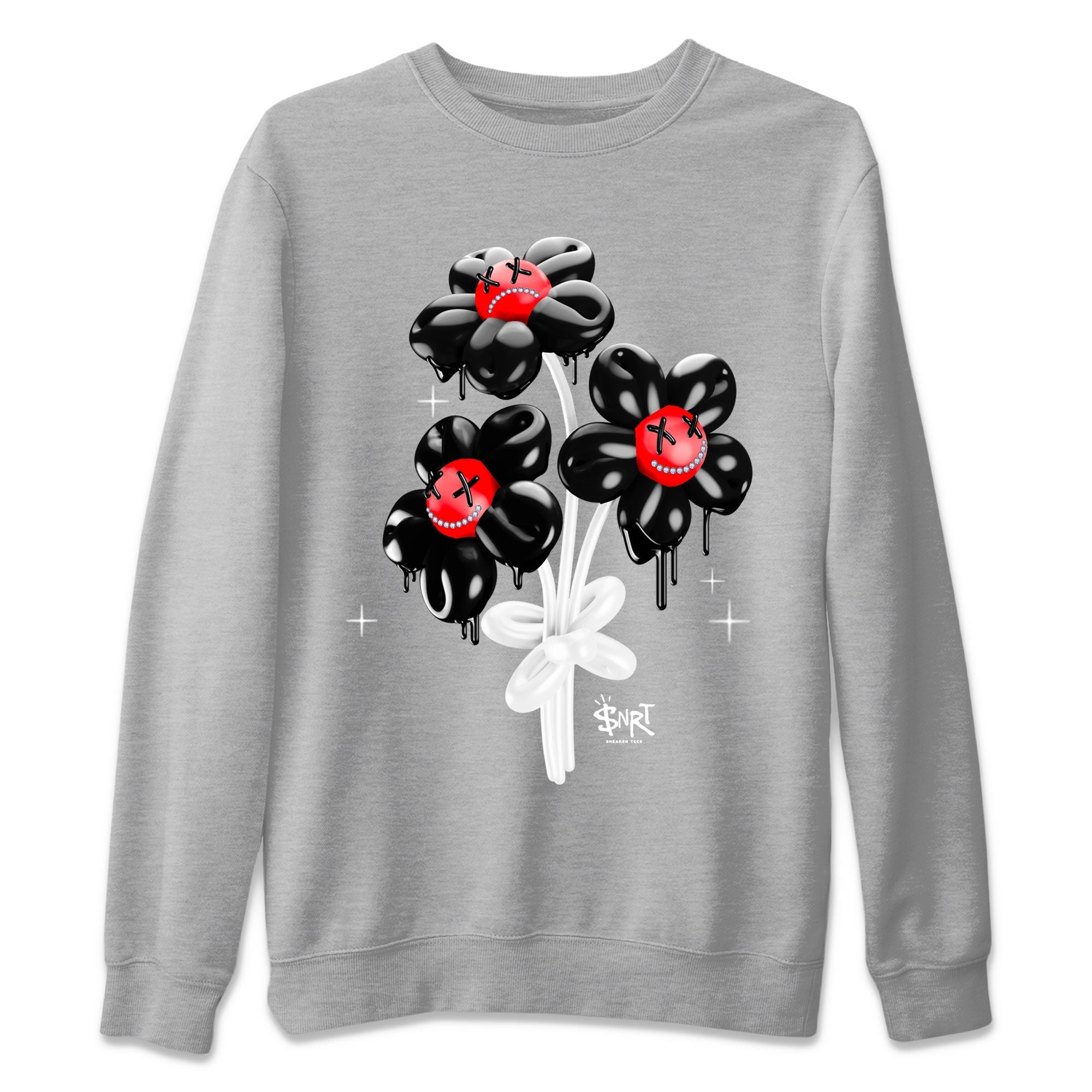 Air Jordan 1 Satin Bred Sneaker Match Tees Balloon Bouquet Streetwear Sneaker Shirt 1s Satin Bred Drip Gear Zone Sneaker Matching Clothing Unisex Shirts Heather Grey 2