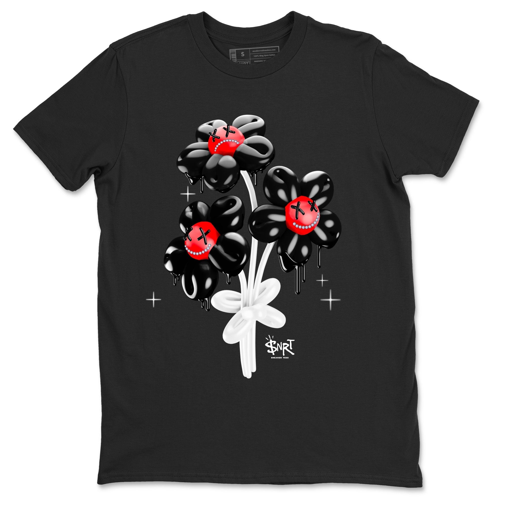 Air Jordan 1 Satin Bred Sneaker Match Tees Balloon Bouquet Streetwear Sneaker Shirt 1s Satin Bred Drip Gear Zone Sneaker Matching Clothing Unisex Shirts Black 1