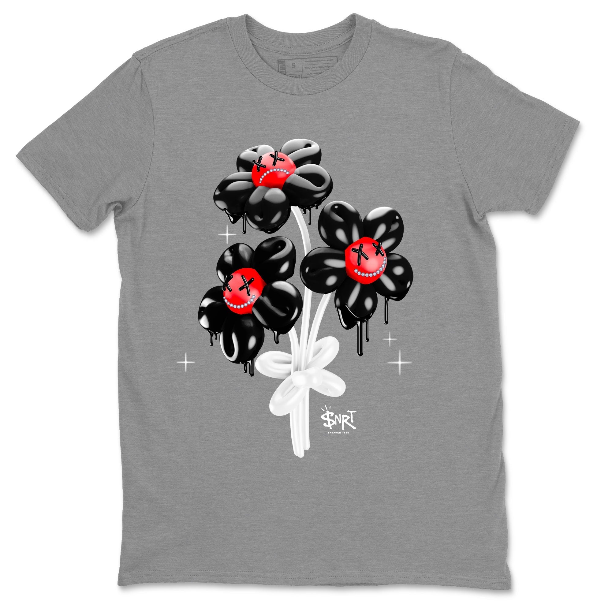 Air Jordan 1 Satin Bred Sneaker Match Tees Balloon Bouquet Streetwear Sneaker Shirt 1s Satin Bred Drip Gear Zone Sneaker Matching Clothing Unisex Shirts Heather Grey 2