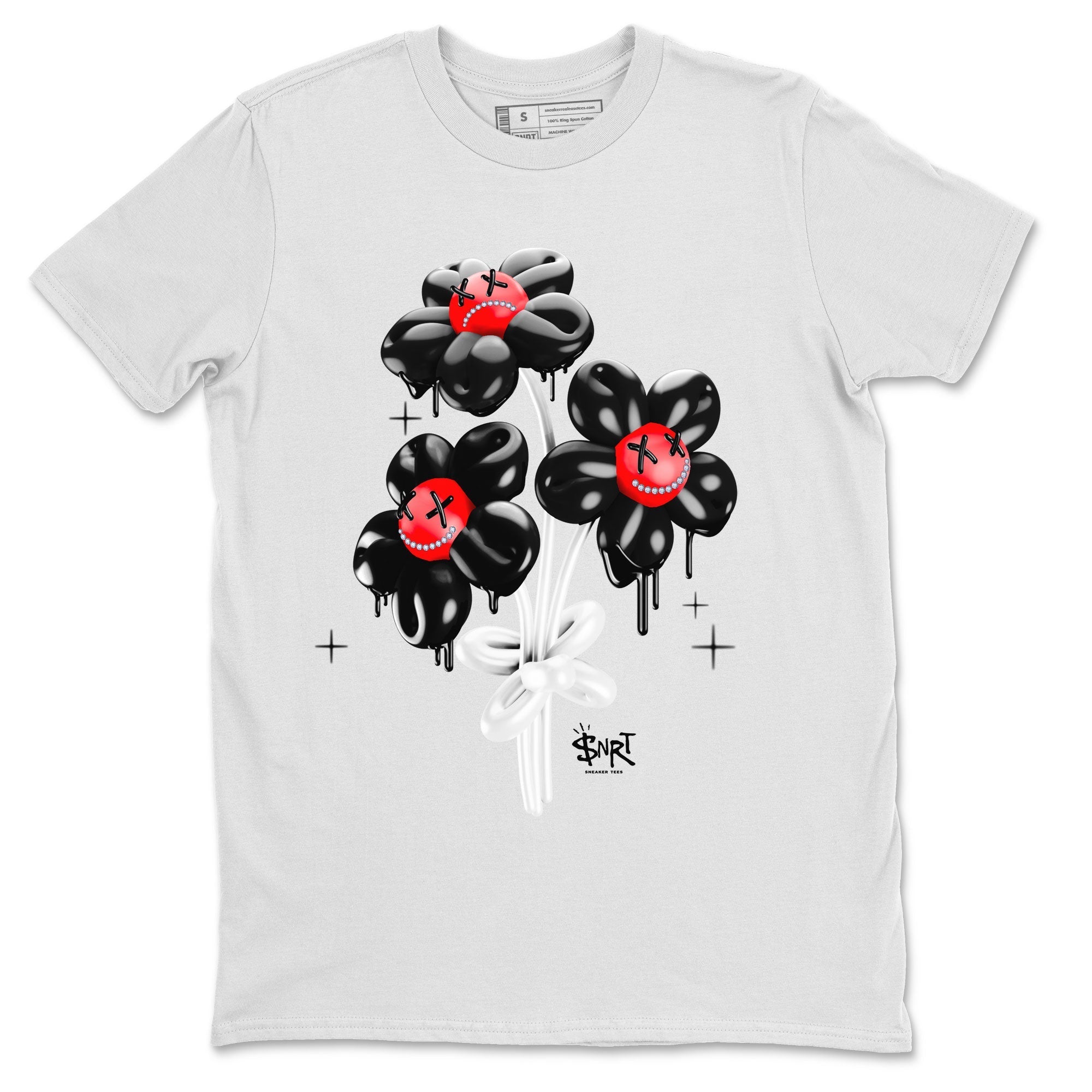 Air Jordan 1 Satin Bred Sneaker Match Tees Balloon Bouquet Streetwear Sneaker Shirt 1s Satin Bred Drip Gear Zone Sneaker Matching Clothing Unisex Shirts White 2