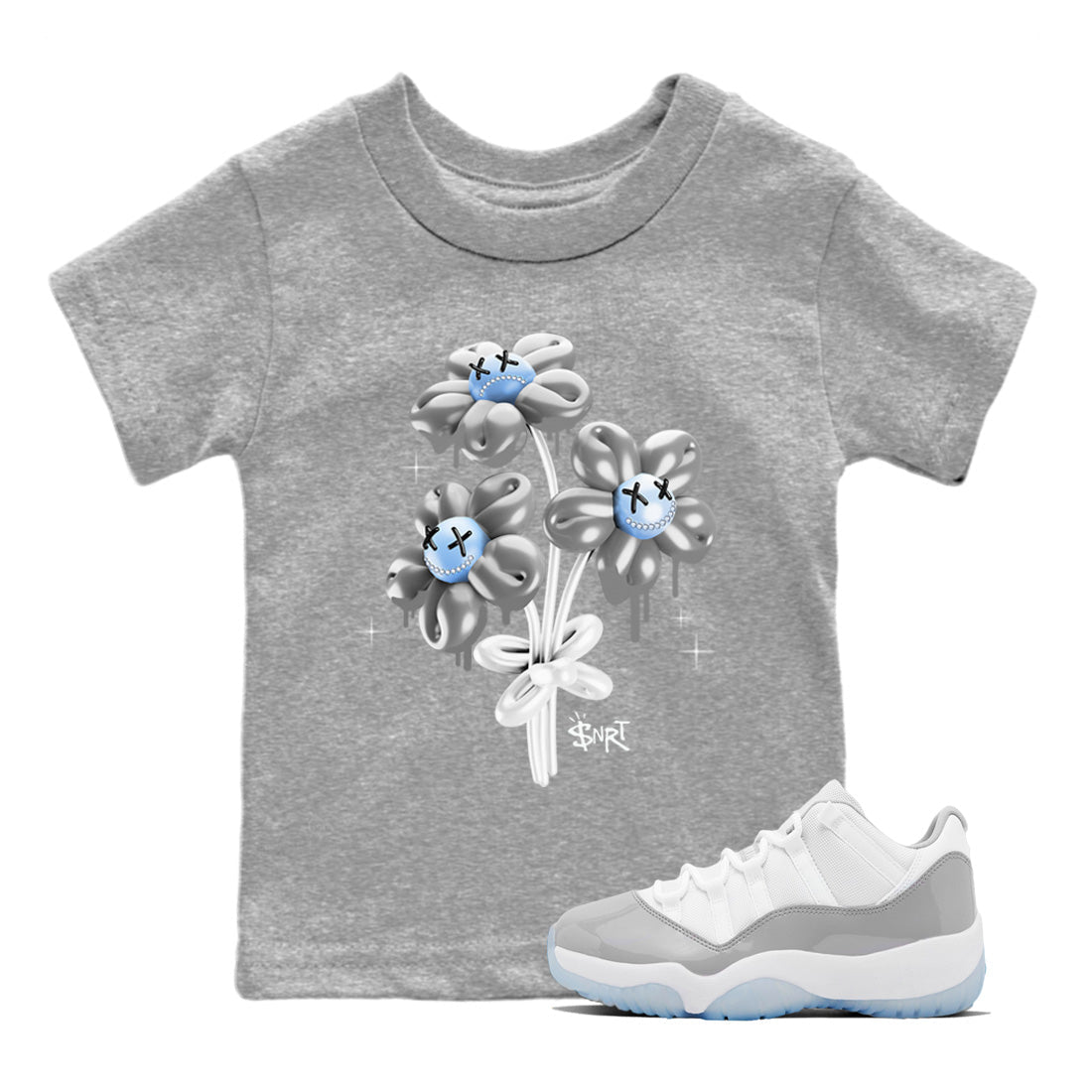 Air Jordan 11 White Cement balloon bouquet Baby and Kids Sneaker Tees Air Jordan 11 Cement Grey Kids Sneaker Tees Size Chart