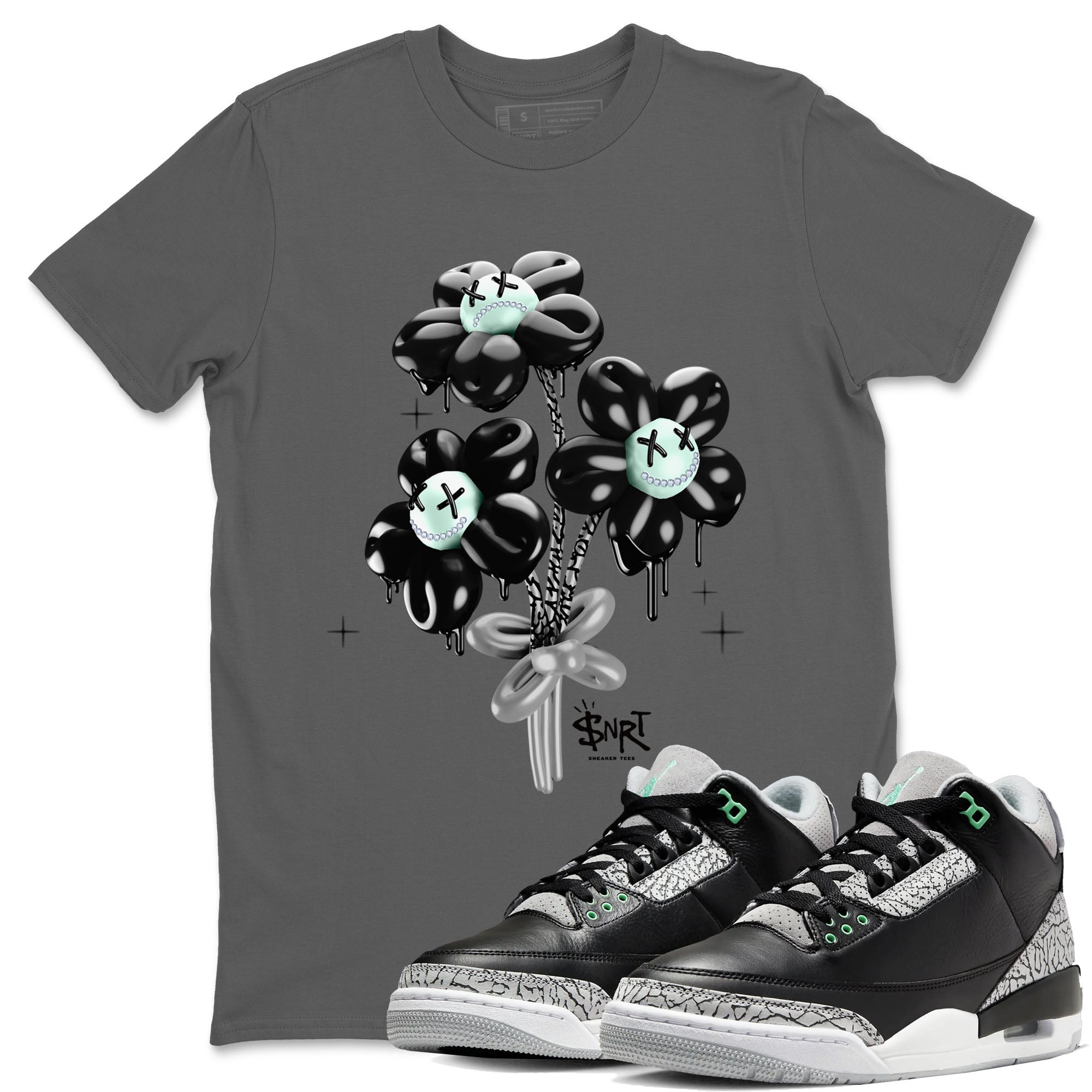 3s Green Glow shirt to match jordans Balloon Bouquet sneaker tees Air Jordan 3 Green Glow Drip Gear Zone unisex cotton Cool Grey 1 crew neck shirt