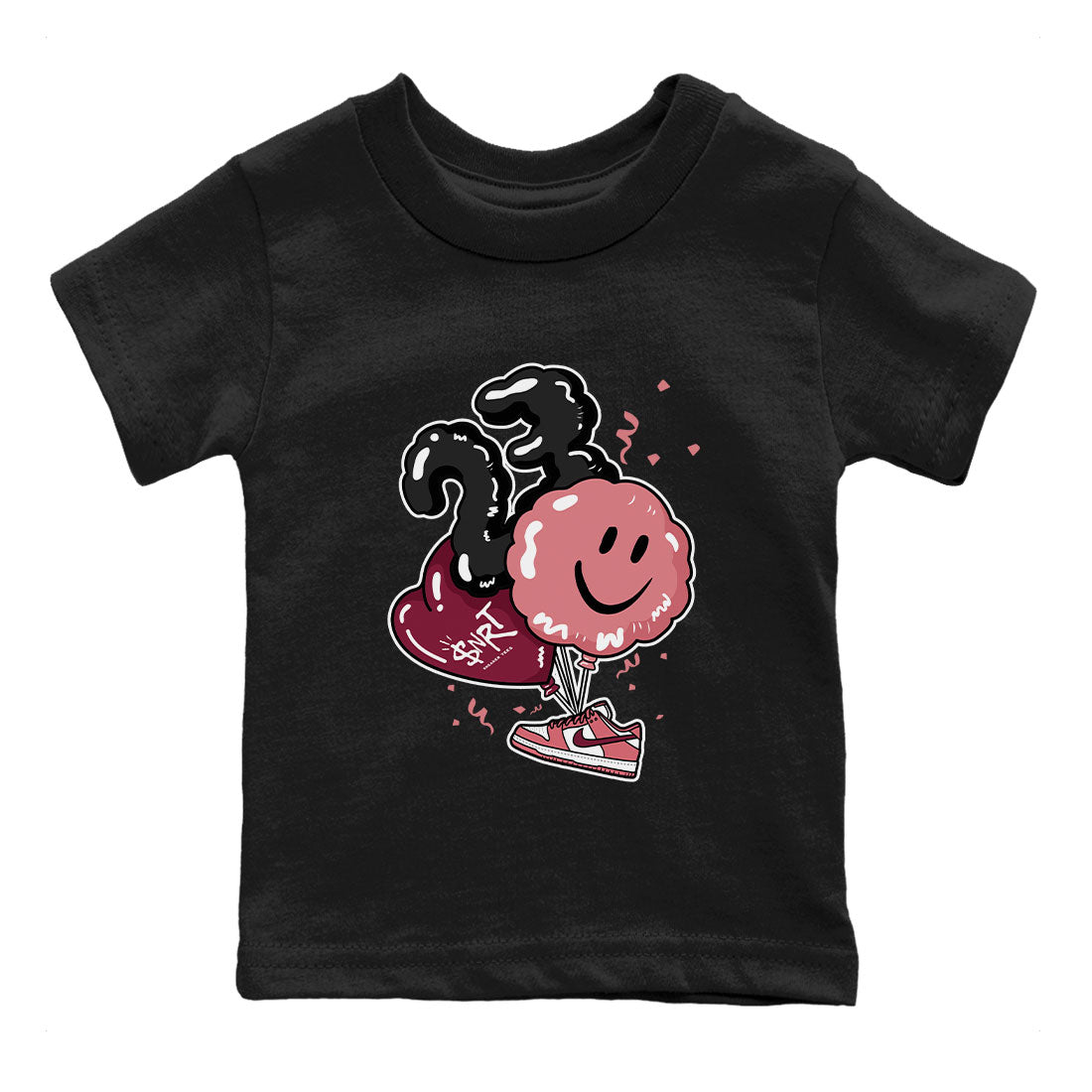 Dunks Valentines Day shirt to match jordans Balloon sneaker tees Dunks Valentine's Day Drip Gear Zone baby toddler Black 2 cotton Shirt