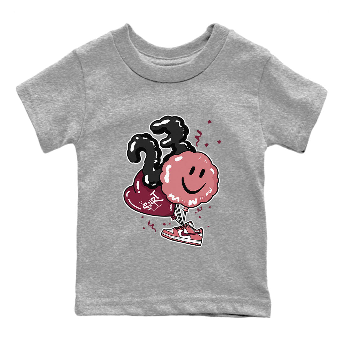 Dunks Valentines Day shirt to match jordans Balloon sneaker tees Dunks Valentine's Day Drip Gear Zone baby toddler Heather Grey 2 cotton Shirt
