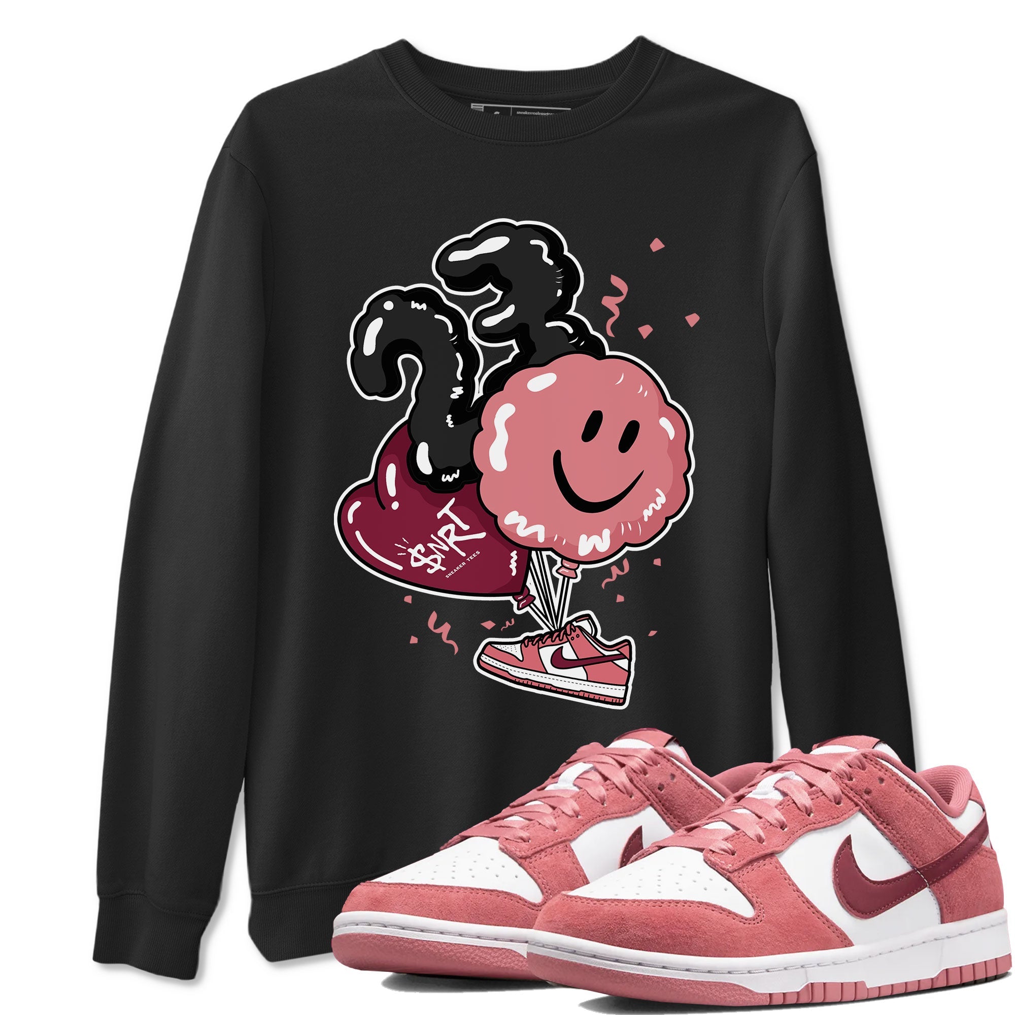 Dunks Valentines Day shirt to match jordans Balloon sneaker tees Dunks Valentine's Day Drip Gear Zone unisex cotton Black 1 crew neck shirt