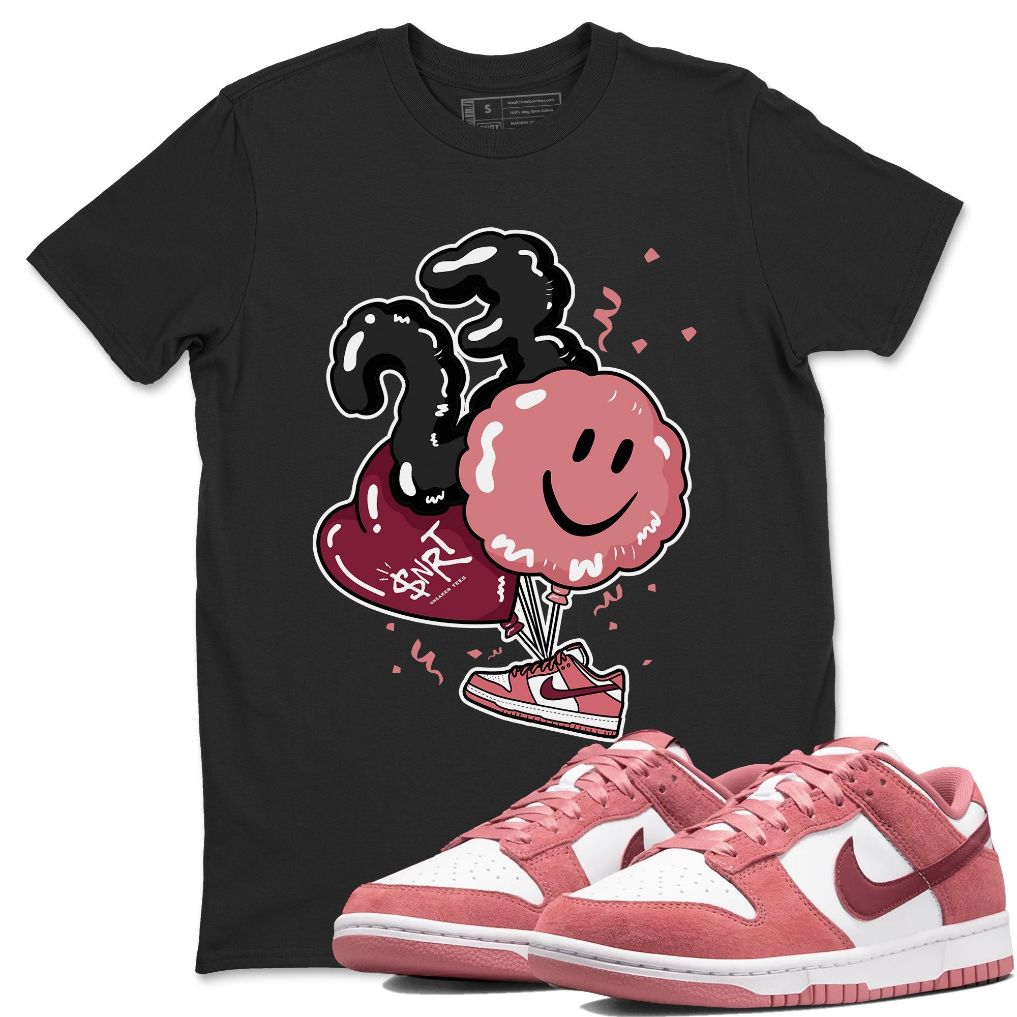 Dunks Valentines Day shirt to match jordans Balloon sneaker tees Dunks Valentine's Day Drip Gear Zone unisex cotton Black 1 crew neck shirt