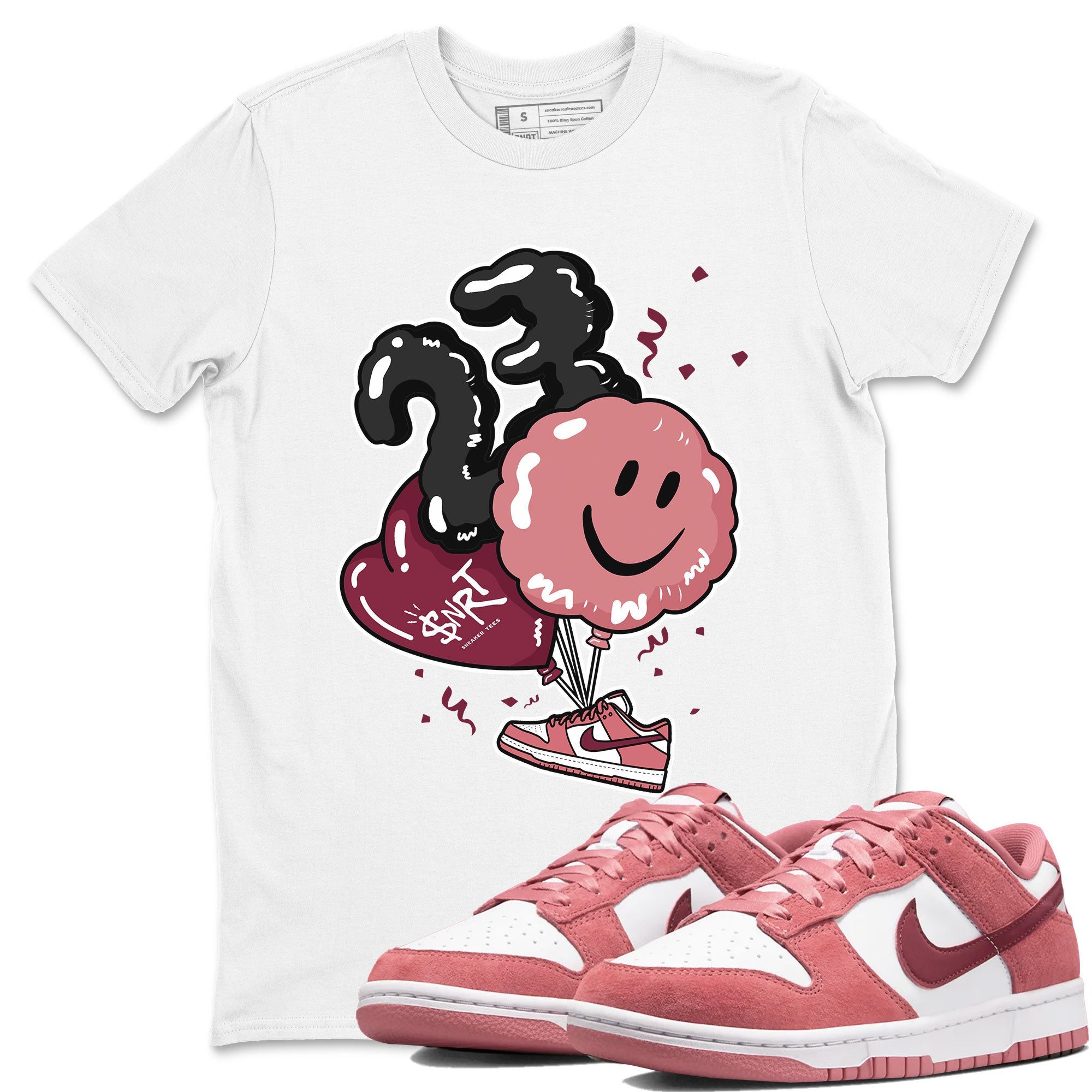 Dunks Valentines Day shirt to match jordans Balloon sneaker tees Dunks Valentine's Day Drip Gear Zone unisex cotton White 1 crew neck shirt