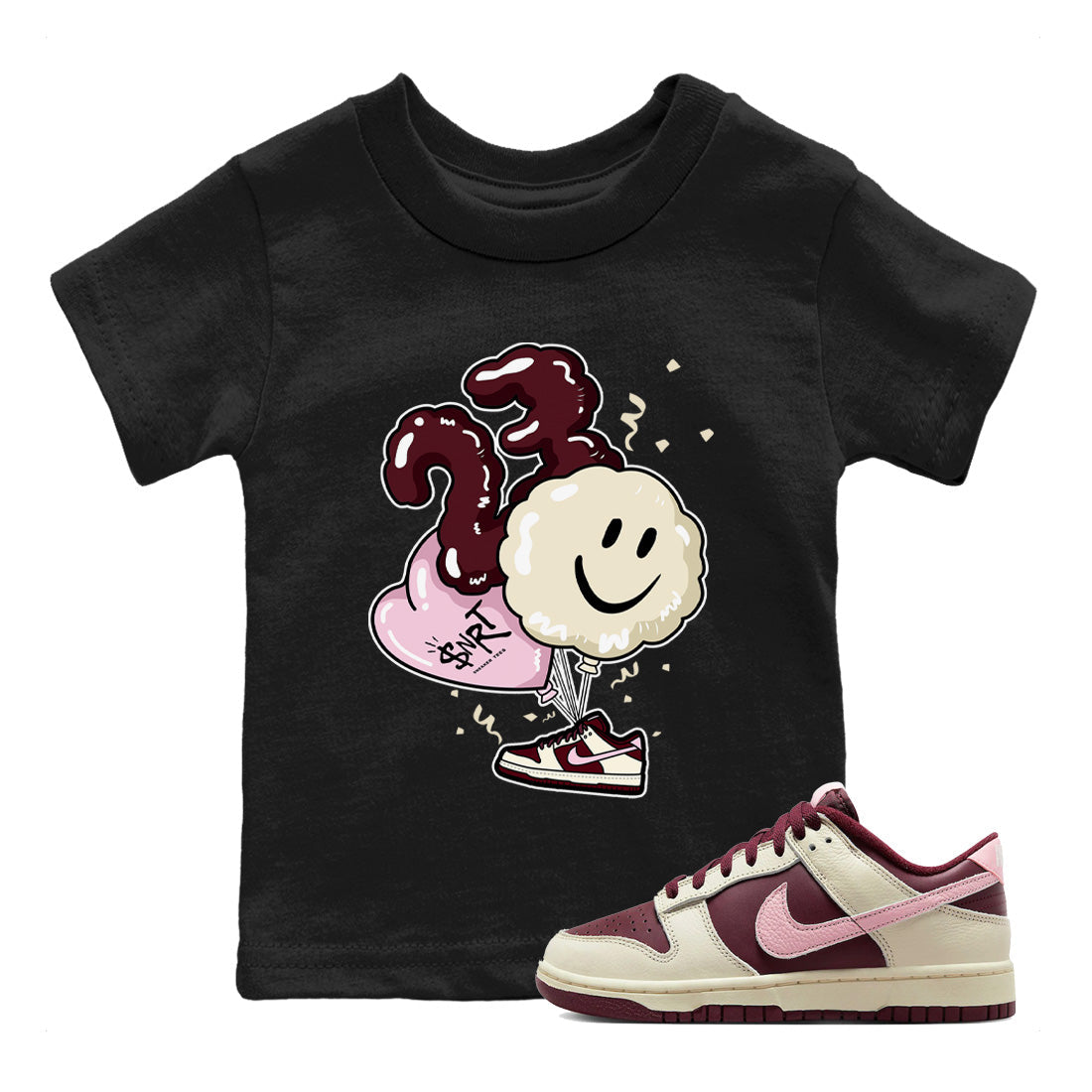 Dunk Valentines Day Sneaker Match Tees Balloon Sneaker Tees Dunk Valentines Day Jordan to match sneaker T-Shirt Kids Shirts