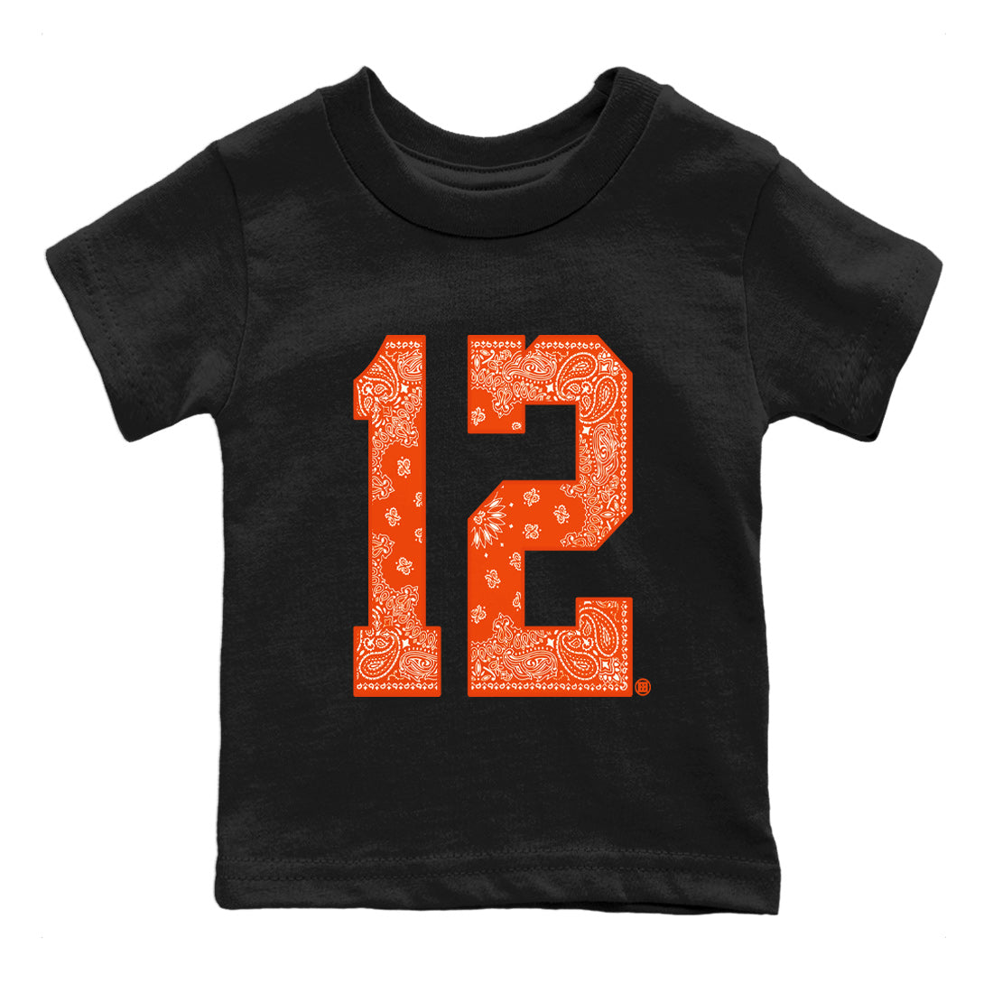 Air Jordan 12 Brilliant Orange Sneaker Match Tees Bandana 12 t shirt Air Jordan 12 WMNS Brilliant Orange Sneaker Tees Kids Shirts Black 2