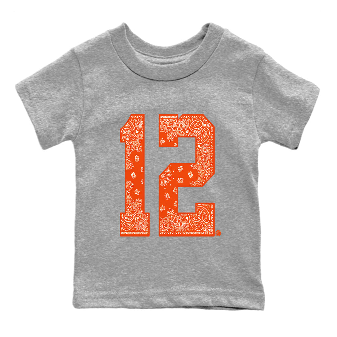 Air Jordan 12 Brilliant Orange Sneaker Match Tees Bandana 12 t shirt Air Jordan 12 WMNS Brilliant Orange Sneaker Tees Kids Shirts Heather Grey 2