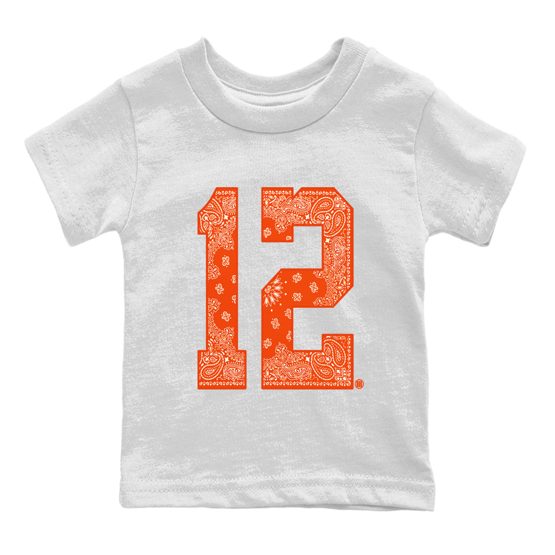 Air Jordan 12 Brilliant Orange Sneaker Match Tees Bandana 12 t shirt Air Jordan 12 WMNS Brilliant Orange Sneaker Tees Kids Shirts White 2