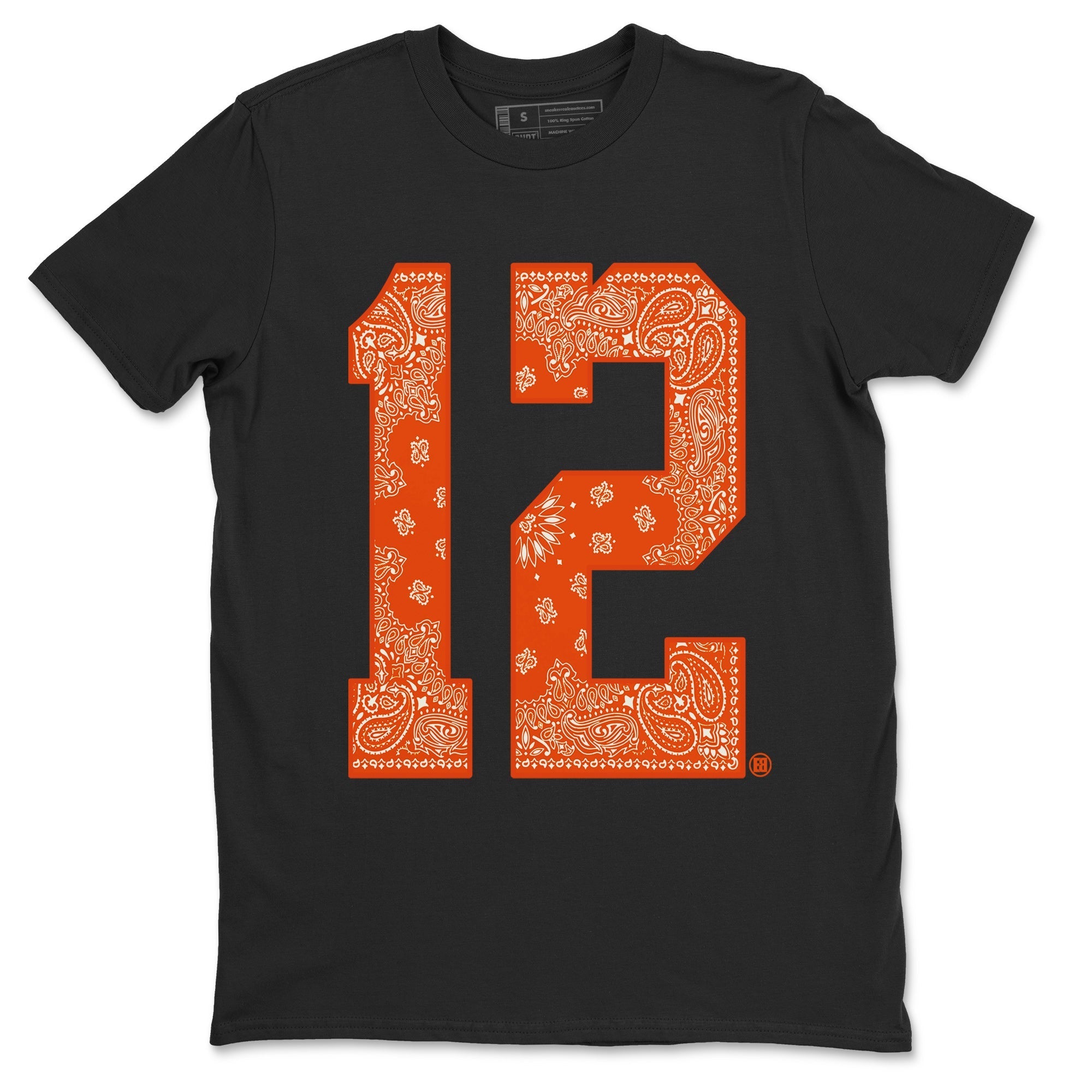 Air Jordan 12 Brilliant Orange Sneaker Match Tees Bandana 12 t shirt Air Jordan 12 WMNS Brilliant Orange Sneaker Tees Unisex Shirts Black 2