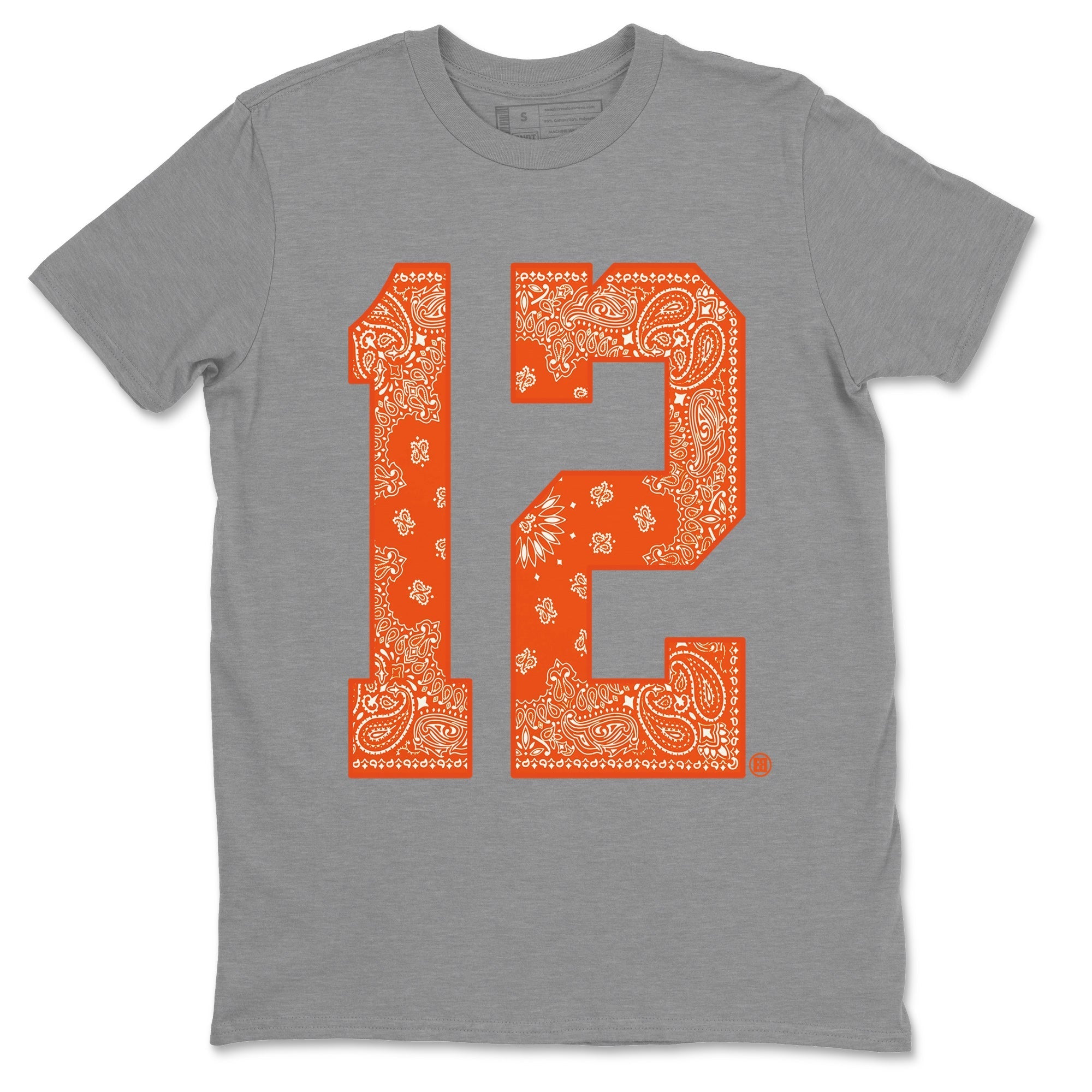 Air Jordan 12 Brilliant Orange Sneaker Match Tees Bandana 12 t shirt Air Jordan 12 WMNS Brilliant Orange Sneaker Tees Unisex Shirts Heather Grey 2