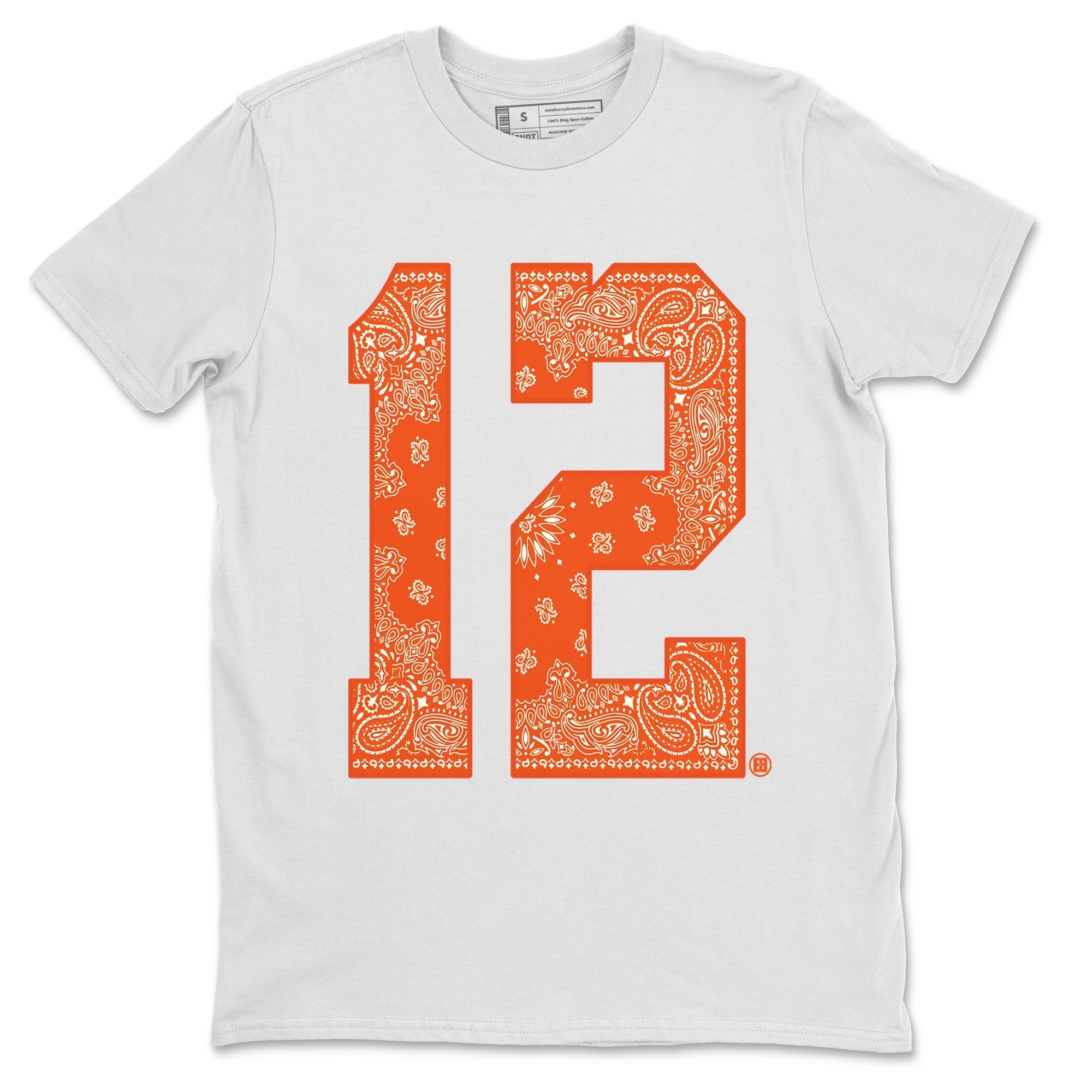 Air Jordan 12 Brilliant Orange Sneaker Match Tees Bandana 12 t shirt Air Jordan 12 WMNS Brilliant Orange Sneaker Tees Unisex Shirts White 2