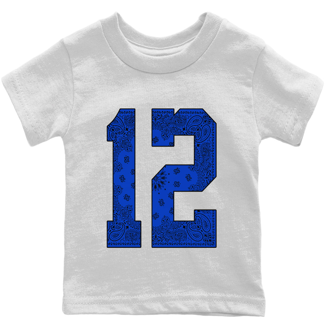 Jordan 12 Hyper Royal Sneaker Matching T-Shirt Bandana 12 Sneaker Tees Jordan 12 Hyper Royal Sneaker Release Tees Kids Shirts