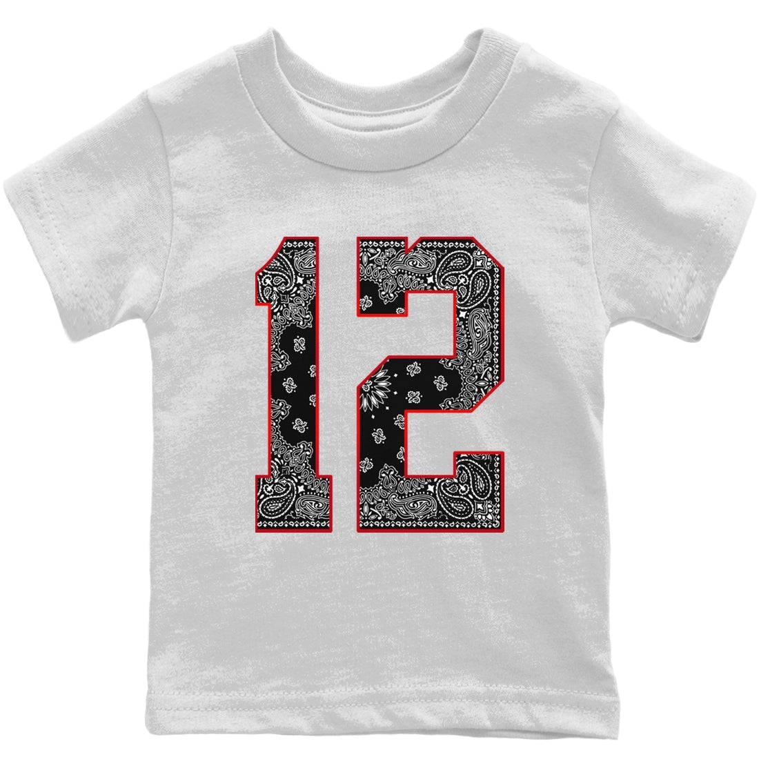 Jordan 12 Playoffs Sneaker Matching T-Shirt Bandana 12 Sneaker Tees Jordan 12 Playoffs Sneaker Release Tees Kids Shirts