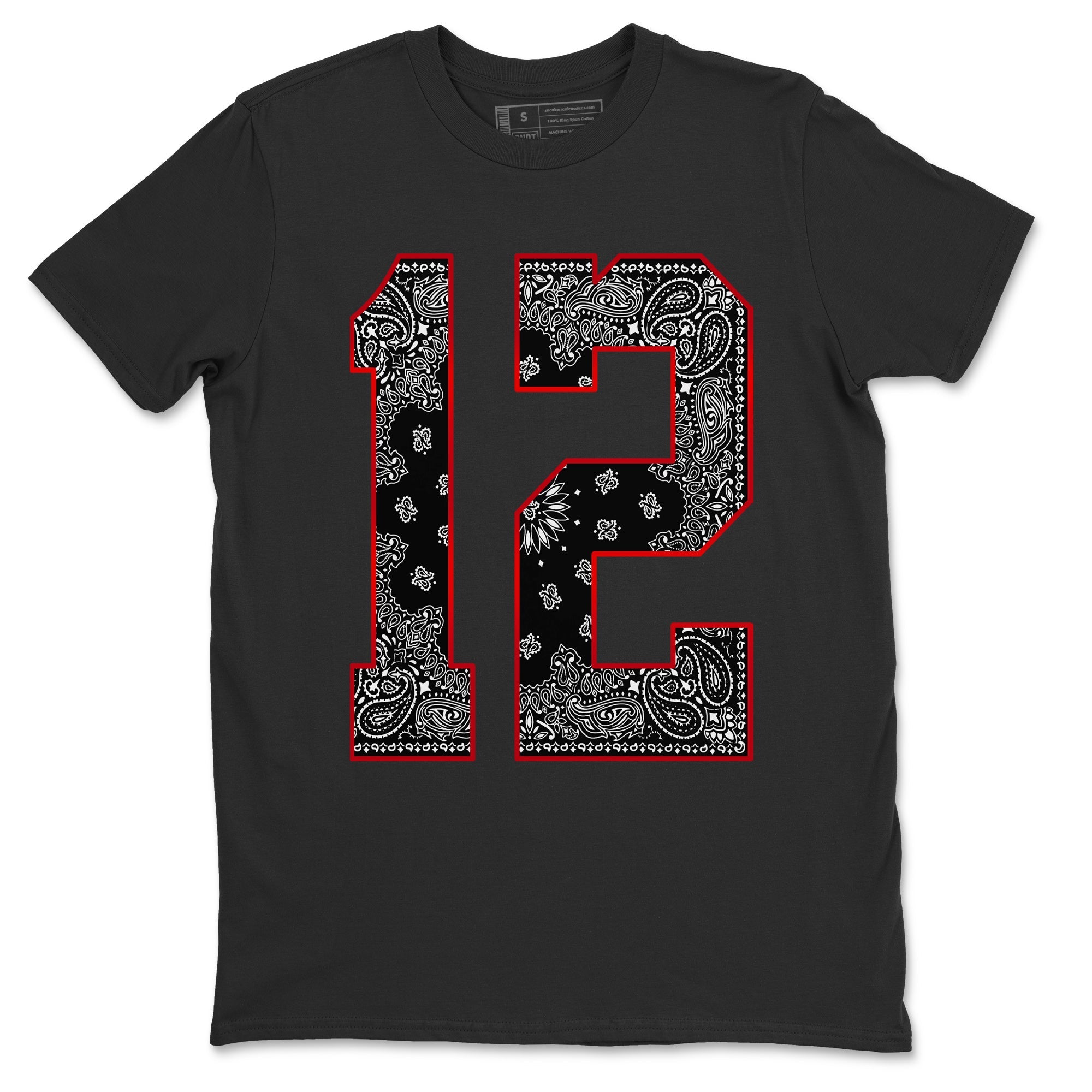 Jordan 12 Playoffs Sneaker Matching T-Shirt Bandana 12 Sneaker Tees Jordan 12 Playoffs Sneaker Release Tees Crew Neck Tees