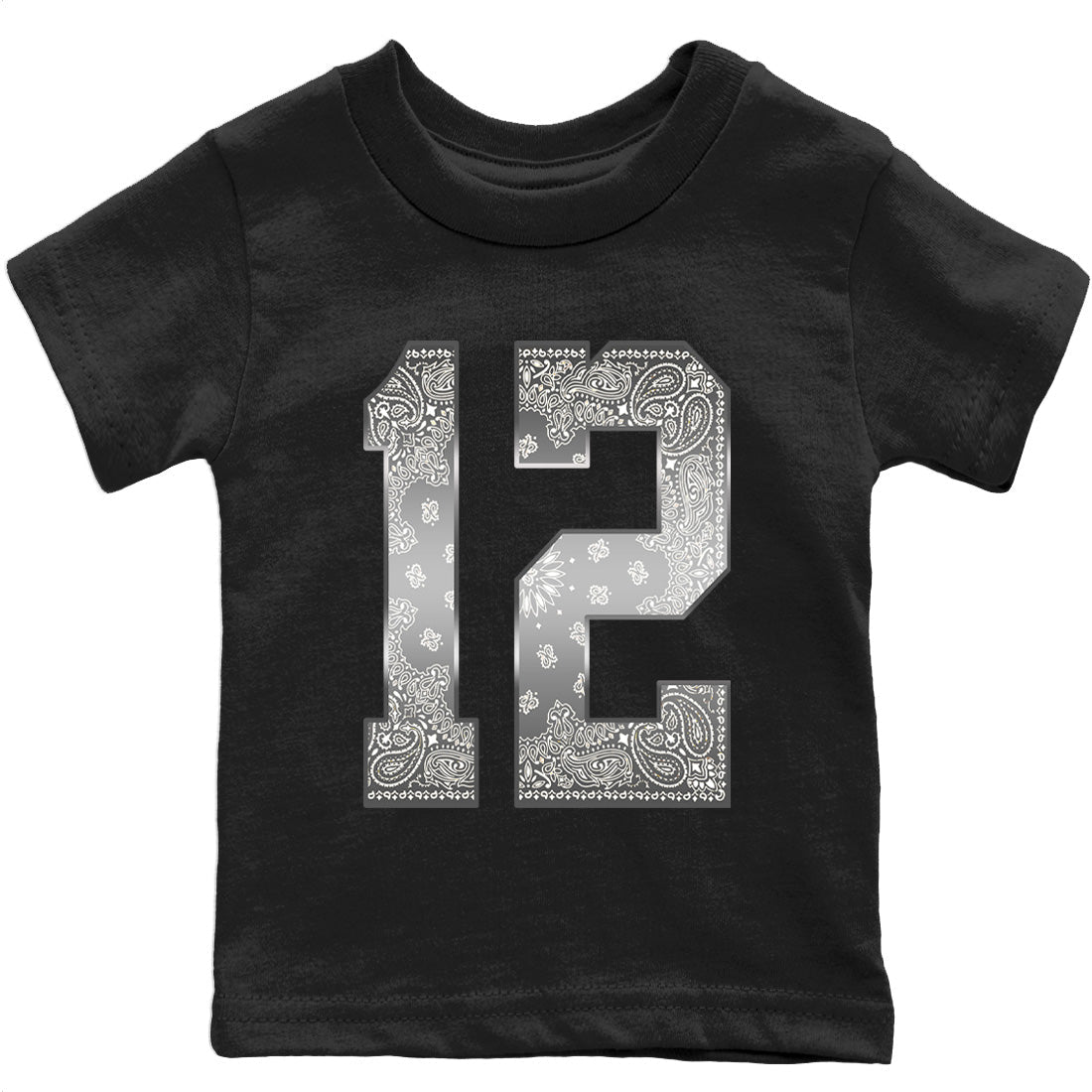 Jordan 12 Stealth Sneaker Matching T-Shirt Bandana 12 Sneaker Tees Jordan 12 Stealth Sneaker Release Tees Kids Shirts