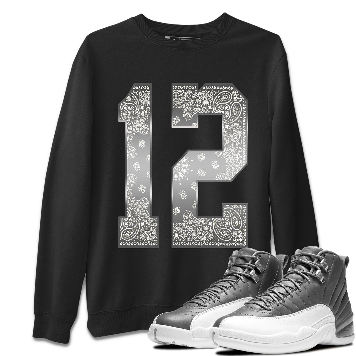 Jordan 12 Stealth Sneaker Matching T-Shirt Bandana 12 Sneaker Tees Jordan 12 Stealth Sneaker Release Tees Crew Neck Tees
