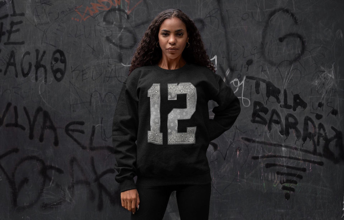 Jordan 12 Stealth Sneaker Matching T-Shirt Bandana 12 Sneaker Tees Jordan 12 Stealth Sneaker Release Tees Crew Neck Tees