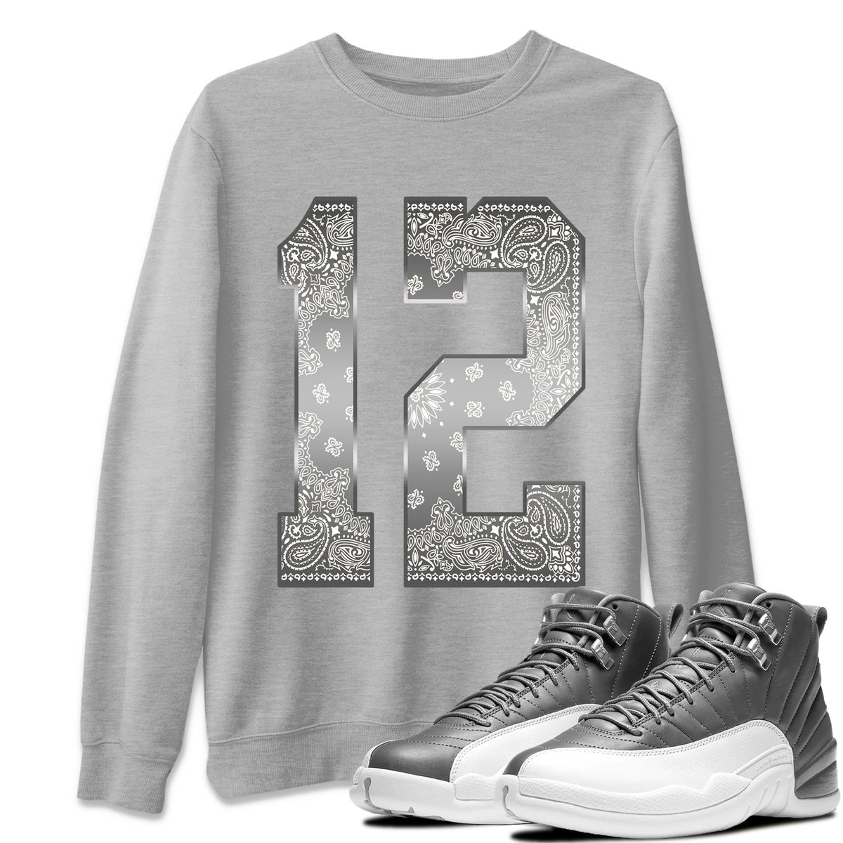 Jordan 12 Stealth Sneaker Matching T-Shirt Bandana 12 Sneaker Tees Jordan 12 Stealth Sneaker Release Tees Crew Neck Tees