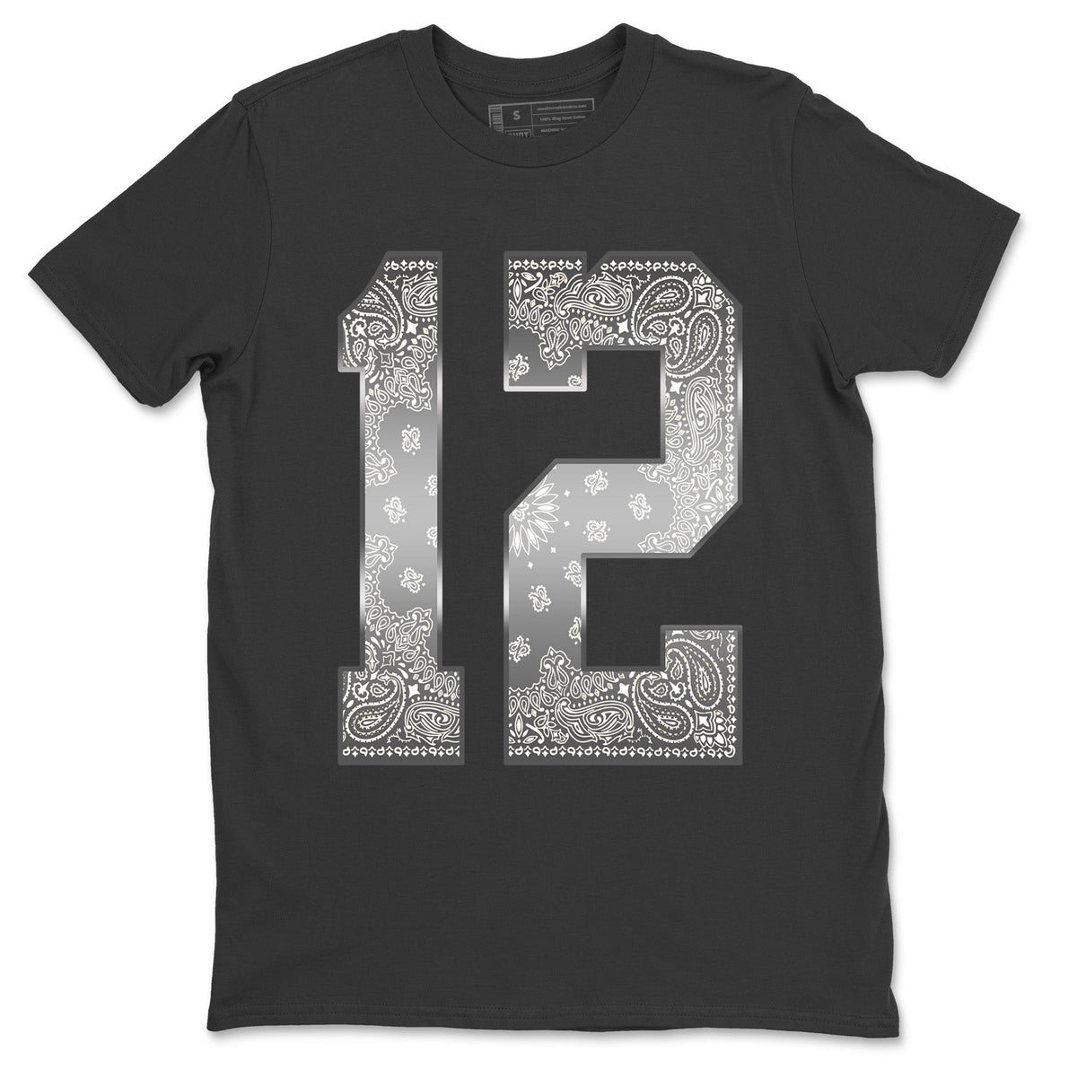 Jordan 12 Stealth Sneaker Matching T-Shirt Bandana 12 Sneaker Tees Jordan 12 Stealth Sneaker Release Tees Crew Neck Tees