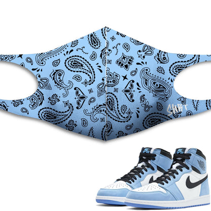 Air Jordan 1 University Blue Sneaker Matching Unisex Face Mask Bandana design Mask