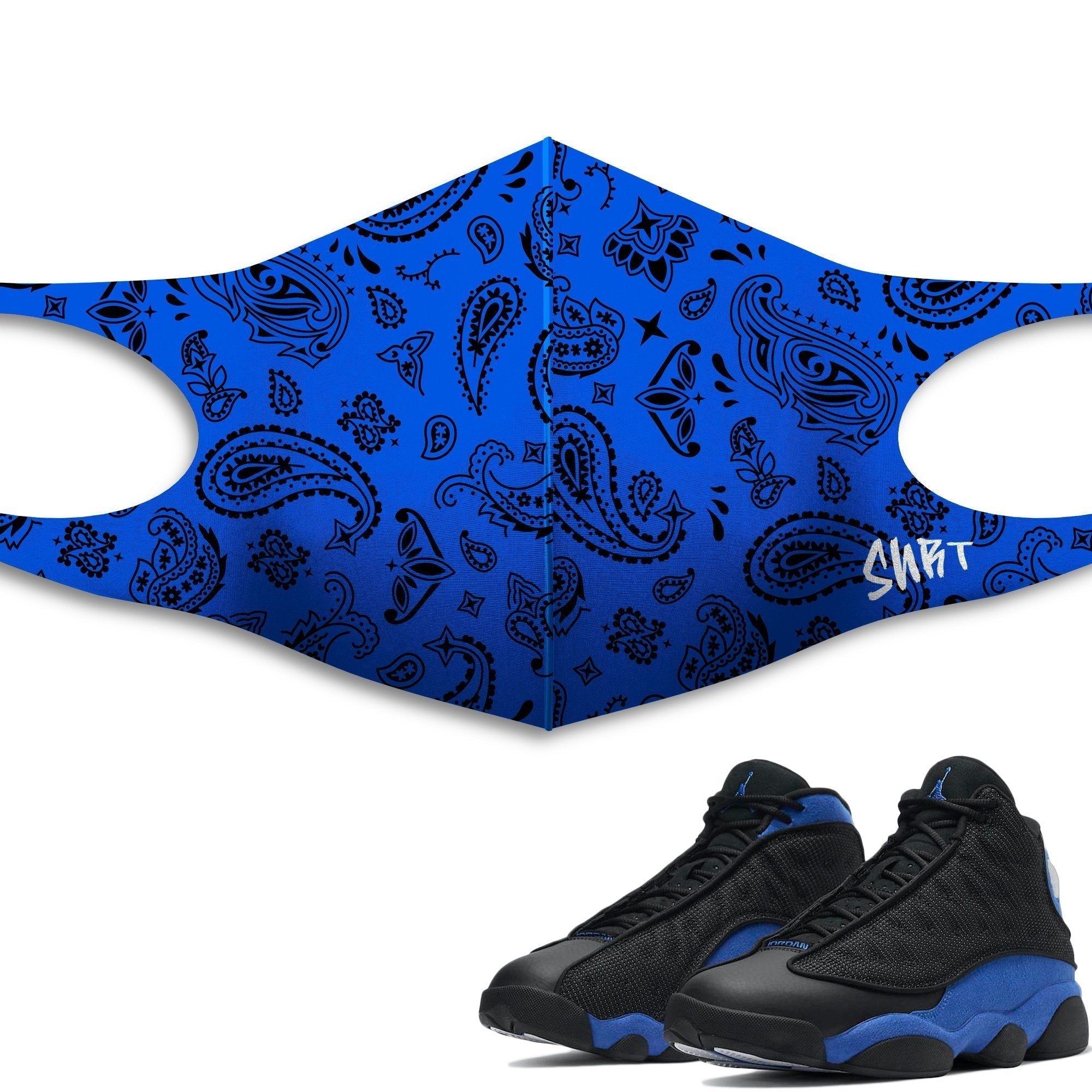 Air Jordan 13 Hyper Royal Sneaker Matching Unisex Face Mask Bandanadesign Mask