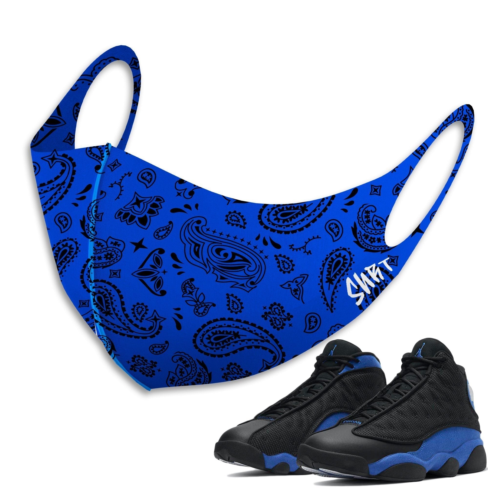 Air Jordan 13 Hyper Royal Sneaker Matching Unisex Face Mask Bandanadesign Mask 2