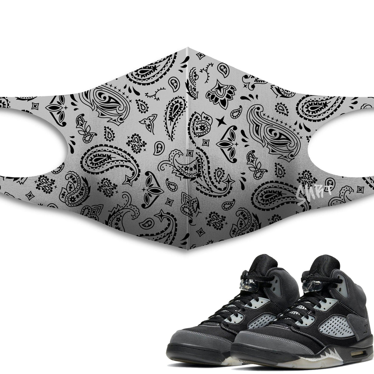 Air Jordan 5 Anthracite Sneaker Matching Unisex Face Mask Bandanadesign Mask