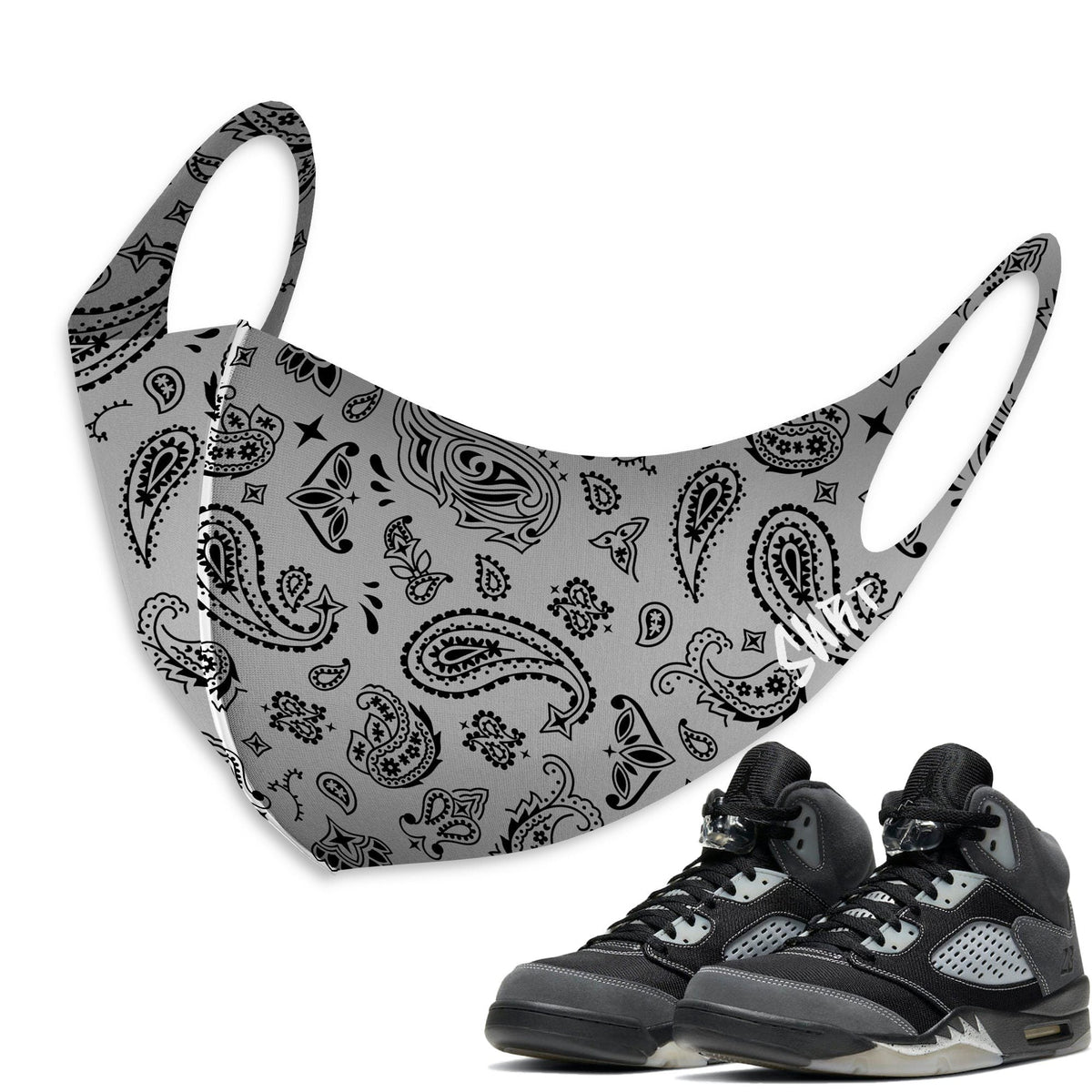 Air Jordan 5 Anthracite Sneaker Matching Unisex Face Mask Bandanadesign Mask 2