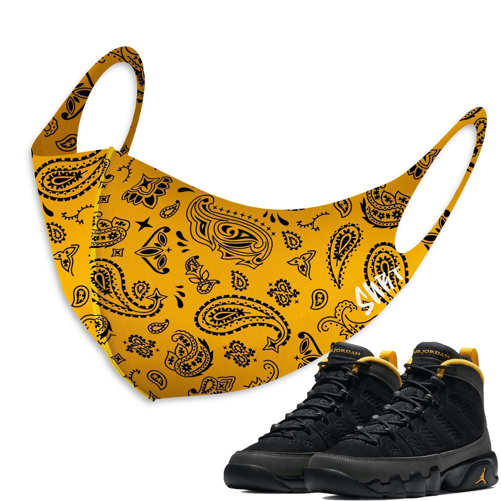 Air Jordan 9 University Gold Sneaker Matching Unisex Face Mask Bandanadesign Mask 2