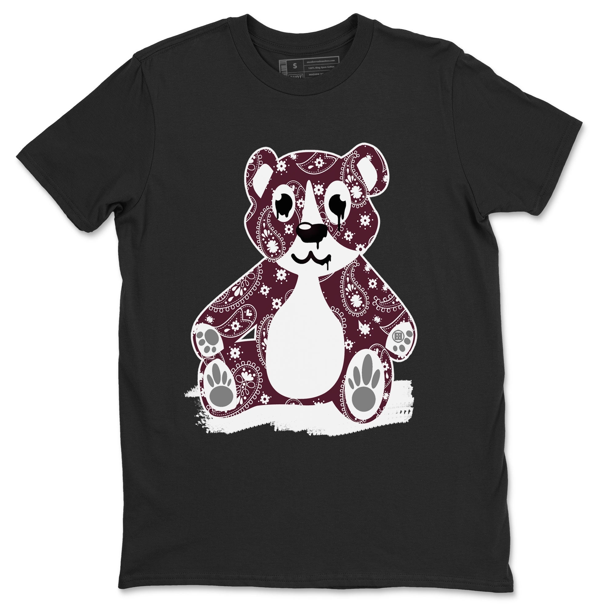 Jordan 5 Retro Burgundy Sneaker Match Tees Bandana Bear Streetwear Sneaker Shirt Jordan 5 Retro Burgundy Drip Gear Zone Sneaker Matching Clothing Short Sleeve T-Shirt Black 2