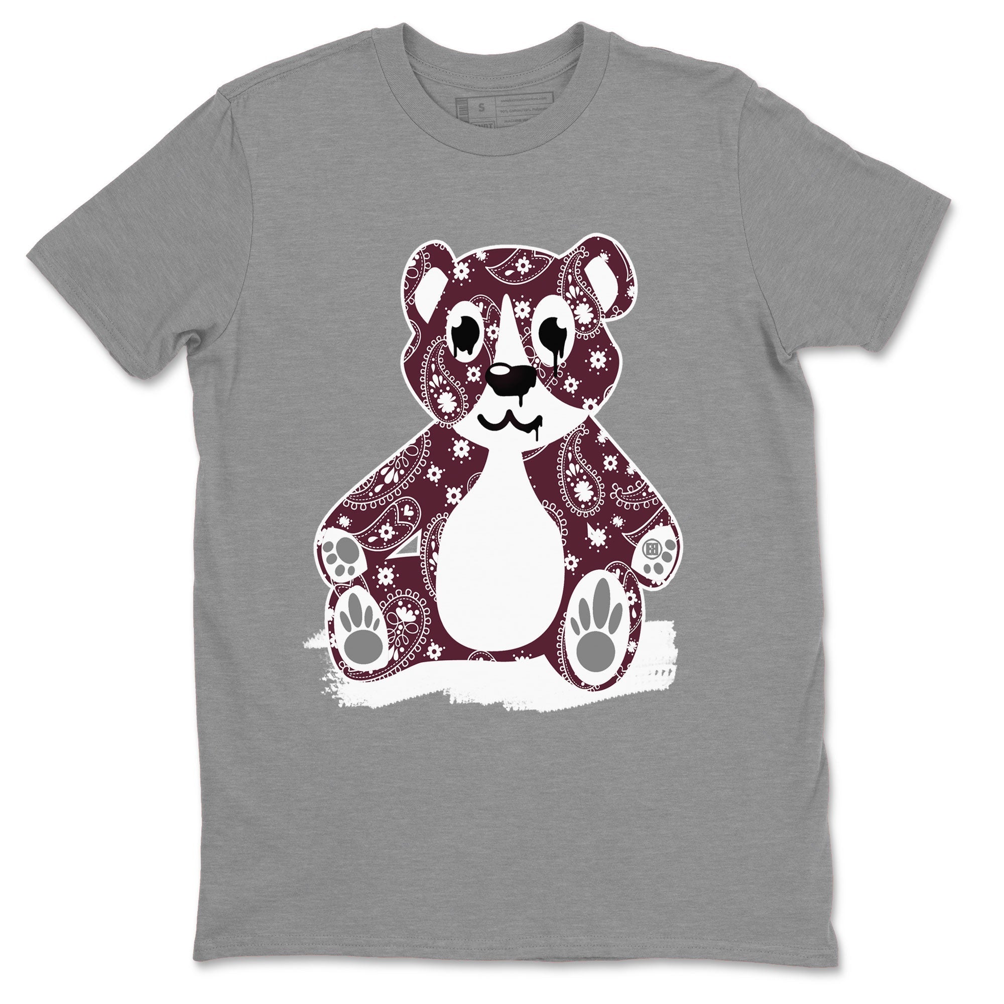 Jordan 5 Retro Burgundy Sneaker Match Tees Bandana Bear Streetwear Sneaker Shirt Jordan 5 Retro Burgundy Drip Gear Zone Sneaker Matching Clothing Short Sleeve T-Shirt Heather Grey 2