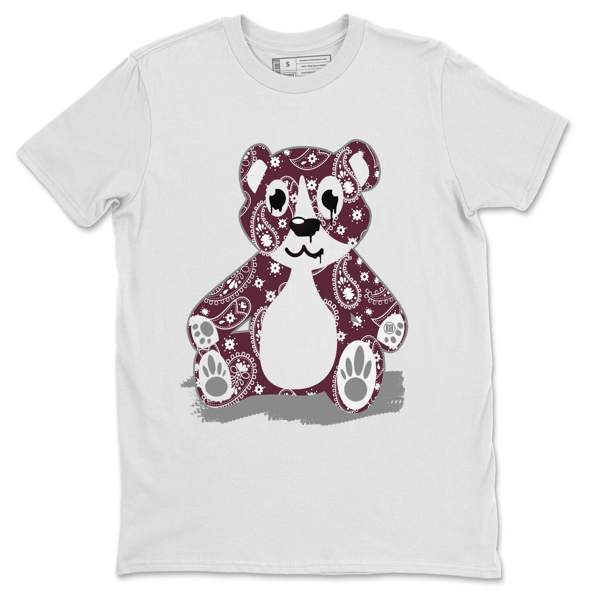 Jordan 5 Retro Burgundy Sneaker Match Tees Bandana Bear Streetwear Sneaker Shirt Jordan 5 Retro Burgundy Drip Gear Zone Sneaker Matching Clothing Short Sleeve T-Shirt White 2