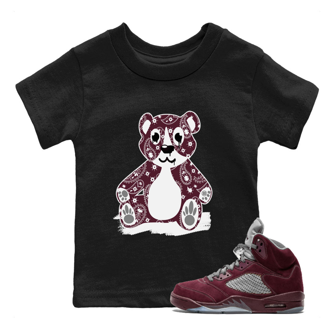 Jordan 4 Retro Burgundy Sneaker Match Tees Bandana Bear Streetwear Sneaker Shirt Air Jordan 5 Burgundy Drip Gear Zone Sneaker Matching Clothing Kids, Youth, Baby Clothing Black 1
