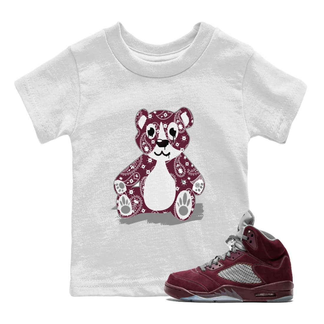 Jordan 4 Retro Burgundy Sneaker Match Tees Bandana Bear Streetwear Sneaker Shirt Air Jordan 5 Burgundy Drip Gear Zone Sneaker Matching Clothing Kids, Youth, Baby Clothing White 1