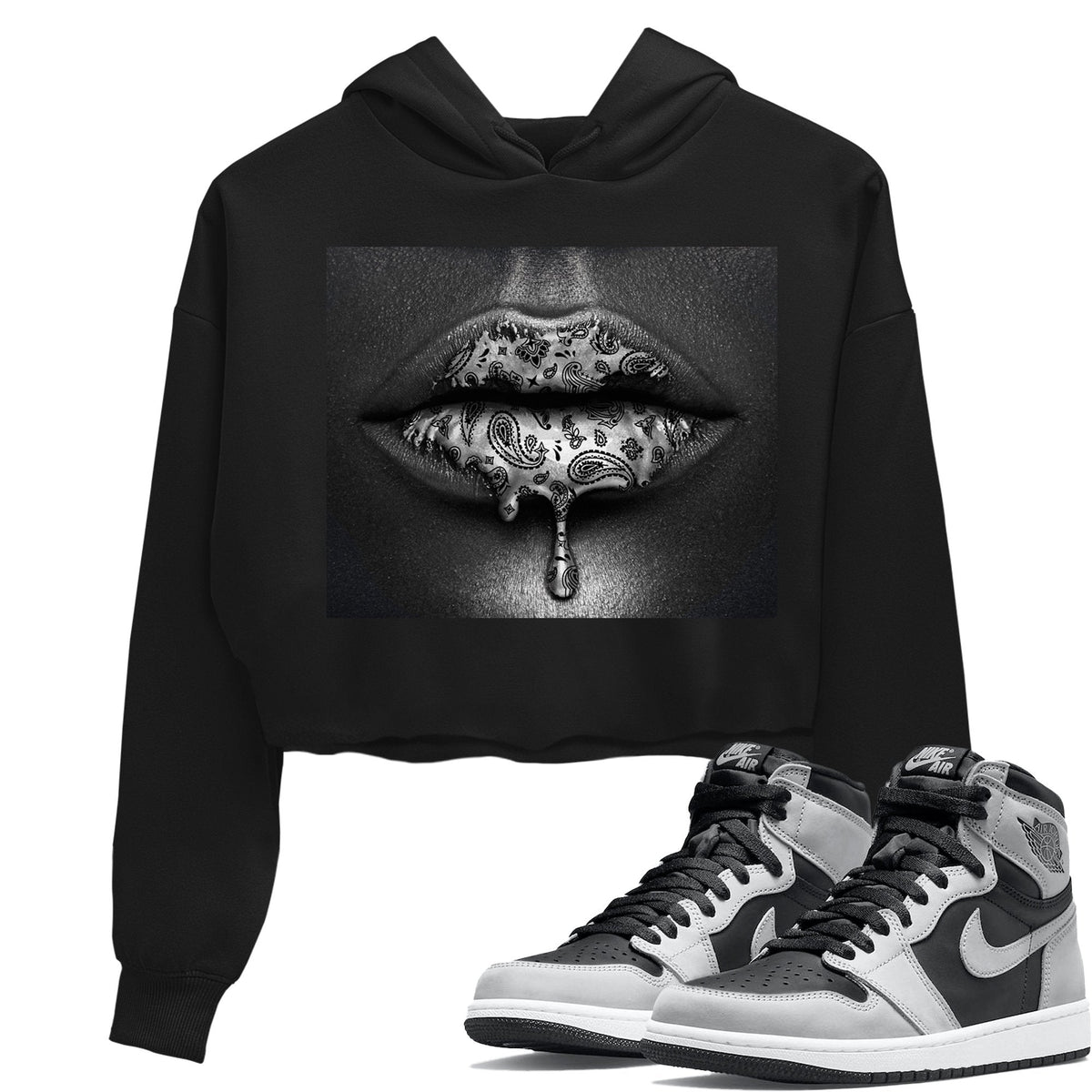 Jordan 1 Shadow 2.0 Sneaker Matching T-Shirt Bandana Lips Sneaker Tees Jordan 1 Shadow 2.0 Sneaker Release Tees Women's Shirts