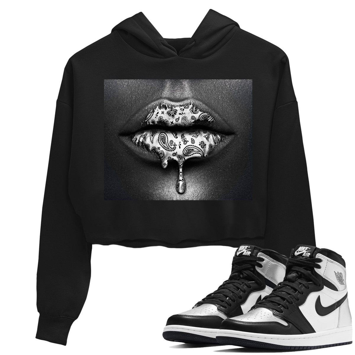 Jordan 1 Silver Toe Sneaker Matching T-Shirt Bandana Lips Sneaker Tees Jordan 1 Silver Toe Sneaker Release Tees Women's Shirts