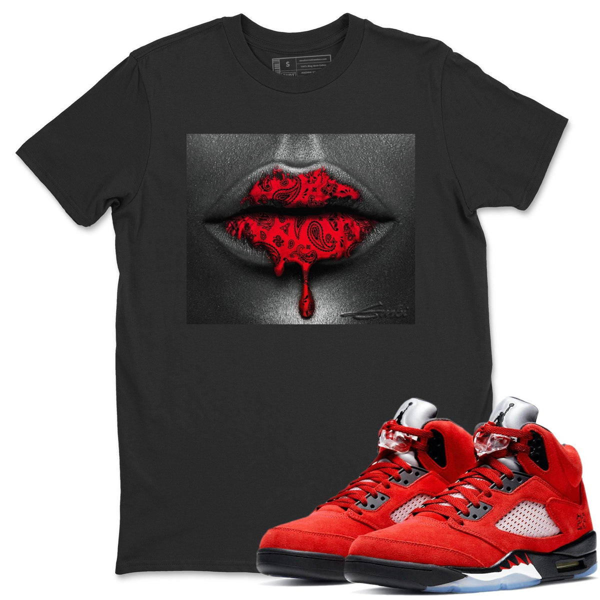 Jordan 5 Raging Bull Shirt To Match Jordans Bandana Lips Sneaker Tees Jordan 5 Raging Bull Drip Gear Zone Sneaker Matching Clothing Unisex Shirts
