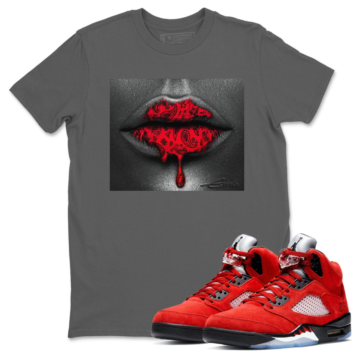 Jordan 5 Raging Bull Shirt To Match Jordans Bandana Lips Sneaker Tees Jordan 5 Raging Bull Drip Gear Zone Sneaker Matching Clothing Unisex Shirts