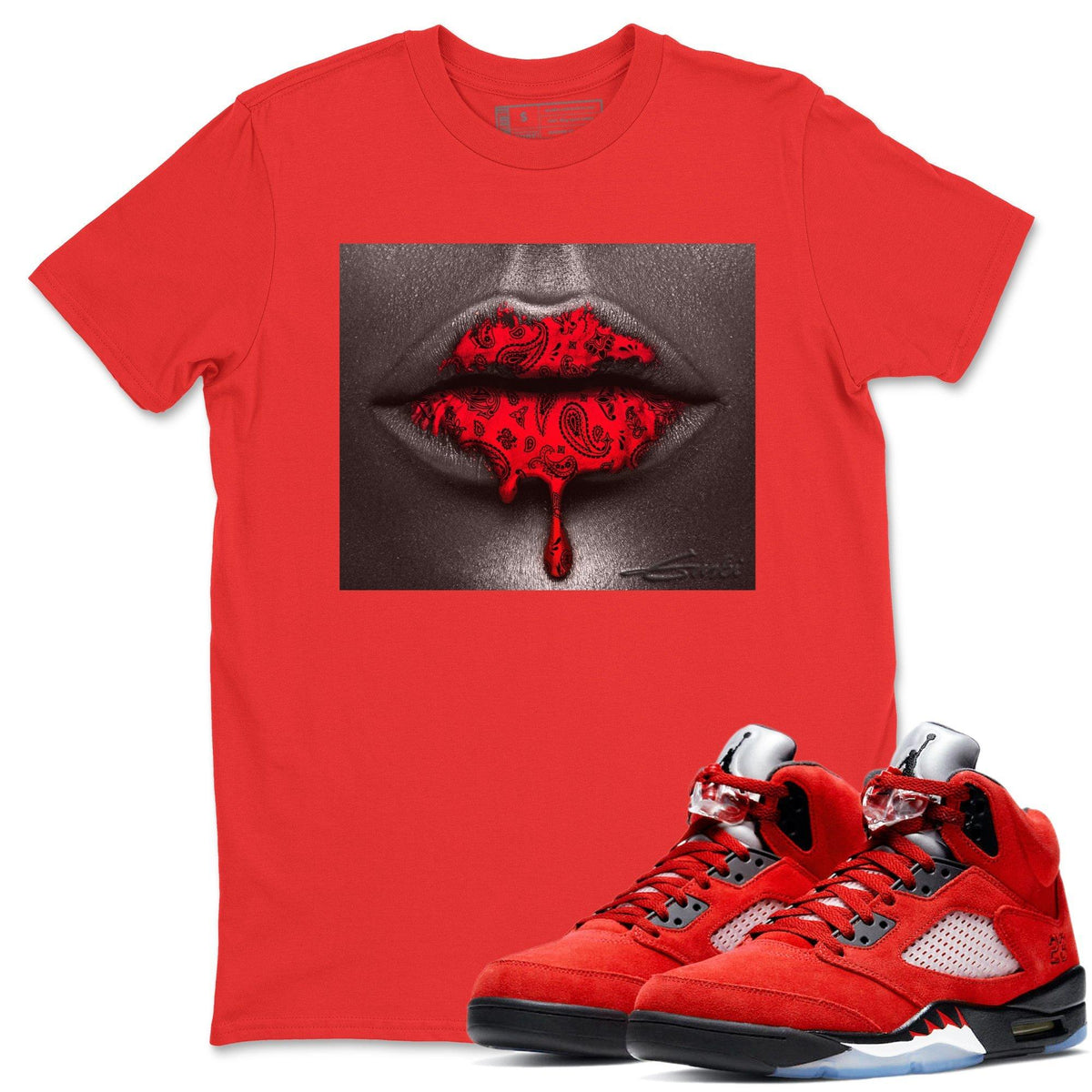 Jordan 5 Raging Bull Shirt To Match Jordans Bandana Lips Sneaker Tees Jordan 5 Raging Bull Drip Gear Zone Sneaker Matching Clothing Unisex Shirts