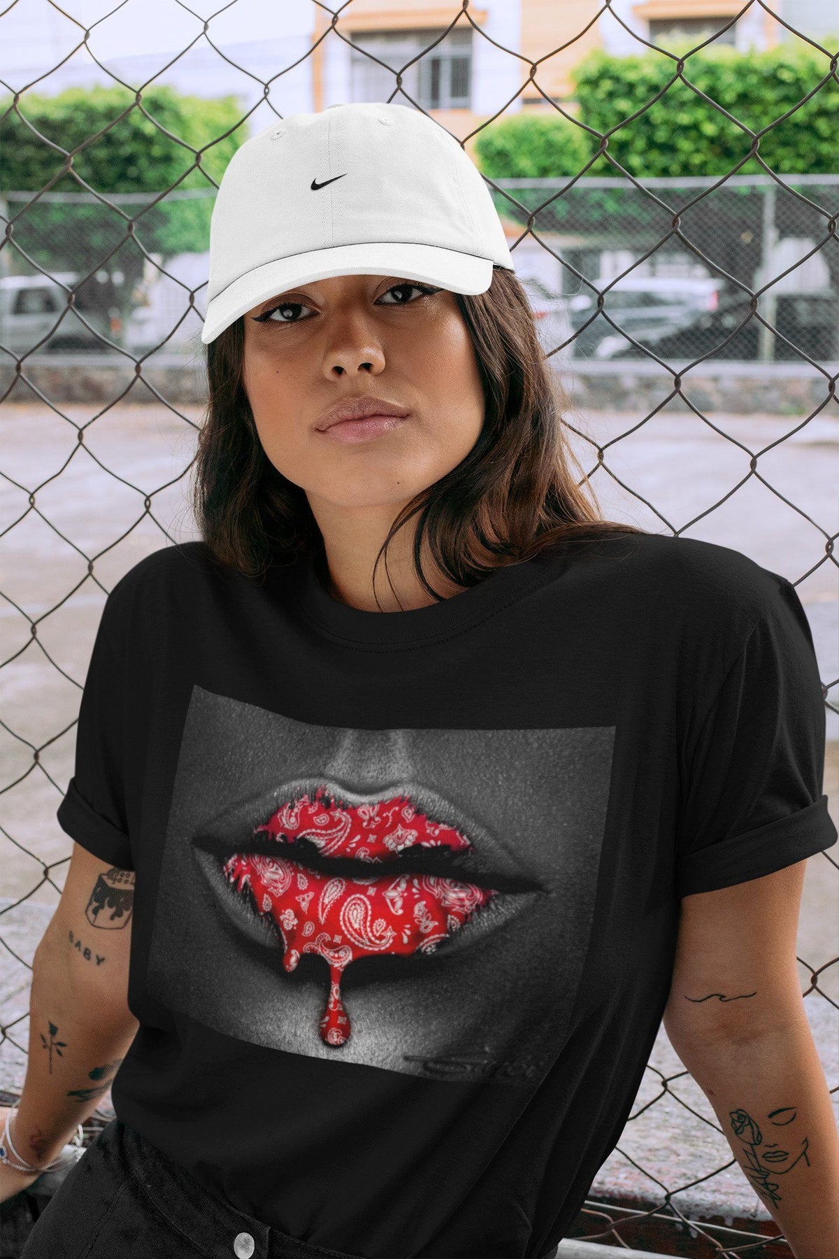 Jordan 1 Chicago Sneaker Matching T-Shirt Bandana Lips Sneaker Tees Jordan 1 Chicago Sneaker Release Tees Crew Neck Tees