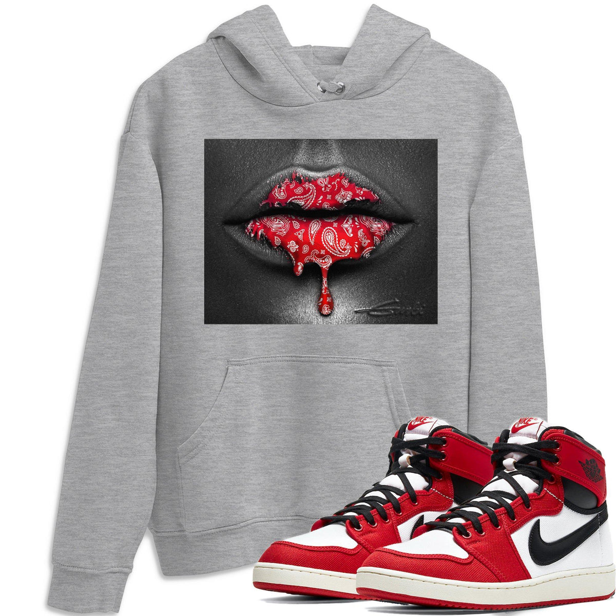 Jordan 1 Chicago Sneaker Matching T-Shirt Bandana Lips Sneaker Tees Jordan 1 Chicago Sneaker Release Tees Crew Neck Tees