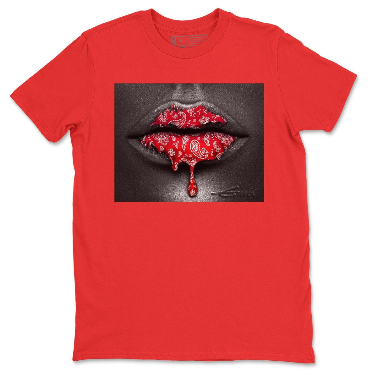 Jordan 1 Chicago Sneaker Matching T-Shirt Bandana Lips Sneaker Tees Jordan 1 Chicago Sneaker Release Tees Crew Neck Tees
